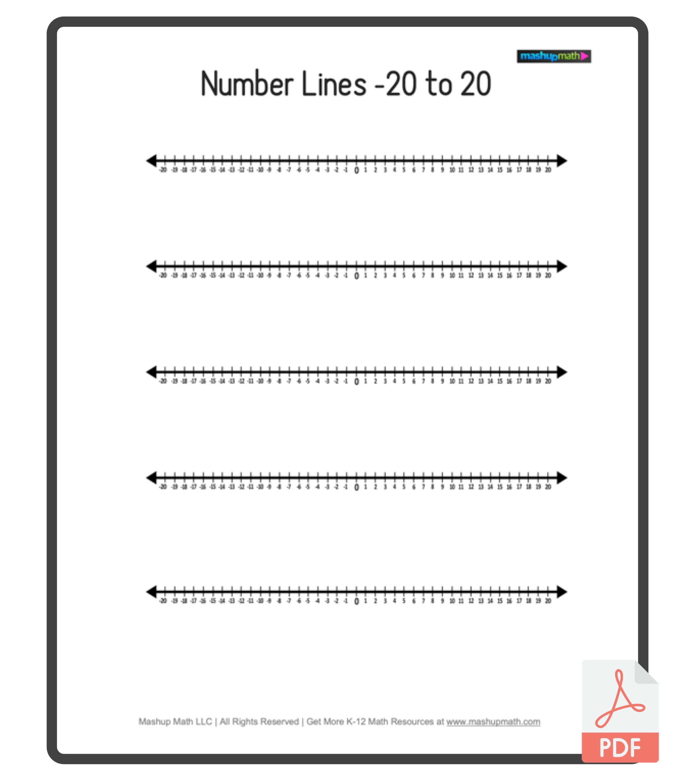 Blank Number Line Printable Zero