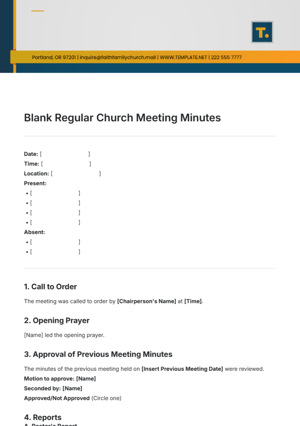 Blank Church Printable