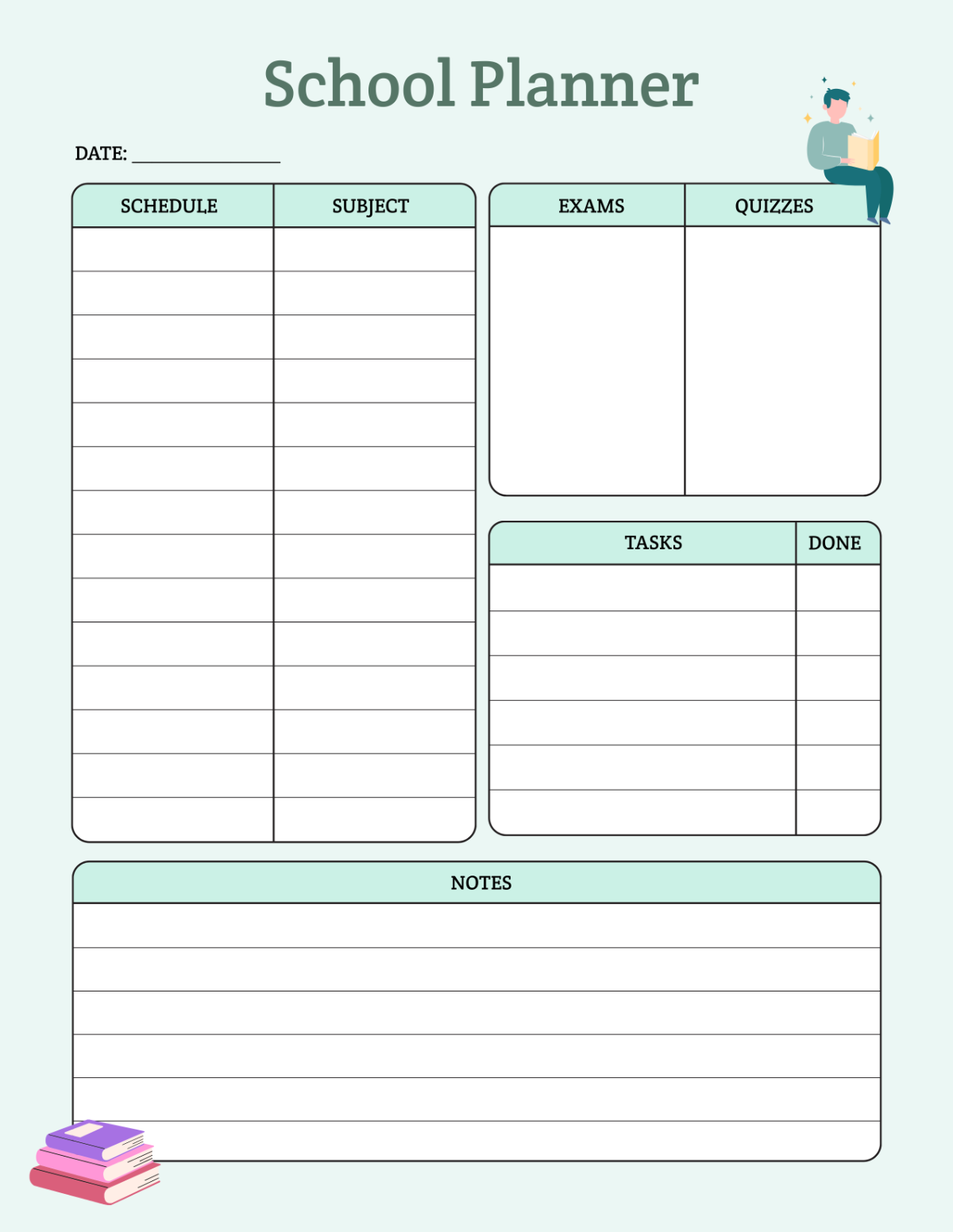 Free Blank School Planner Template To Edit Online