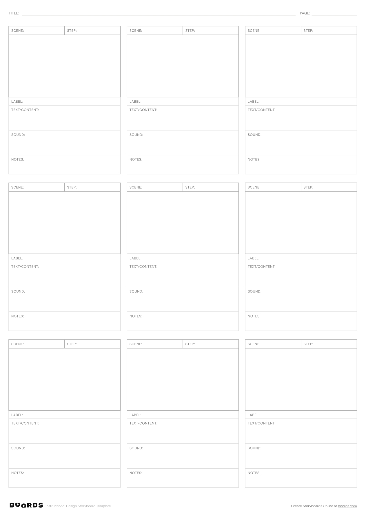 Printable Blank Storyboard Template