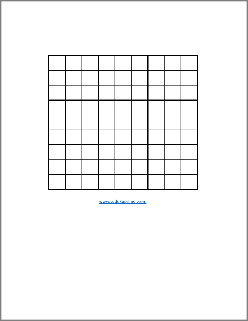 Free Printable Blank Sudoku Grids