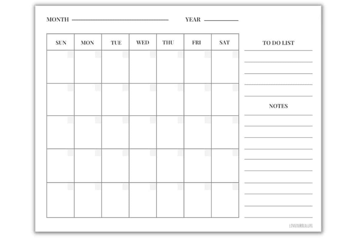 Free Printable Calendar Blank Templates