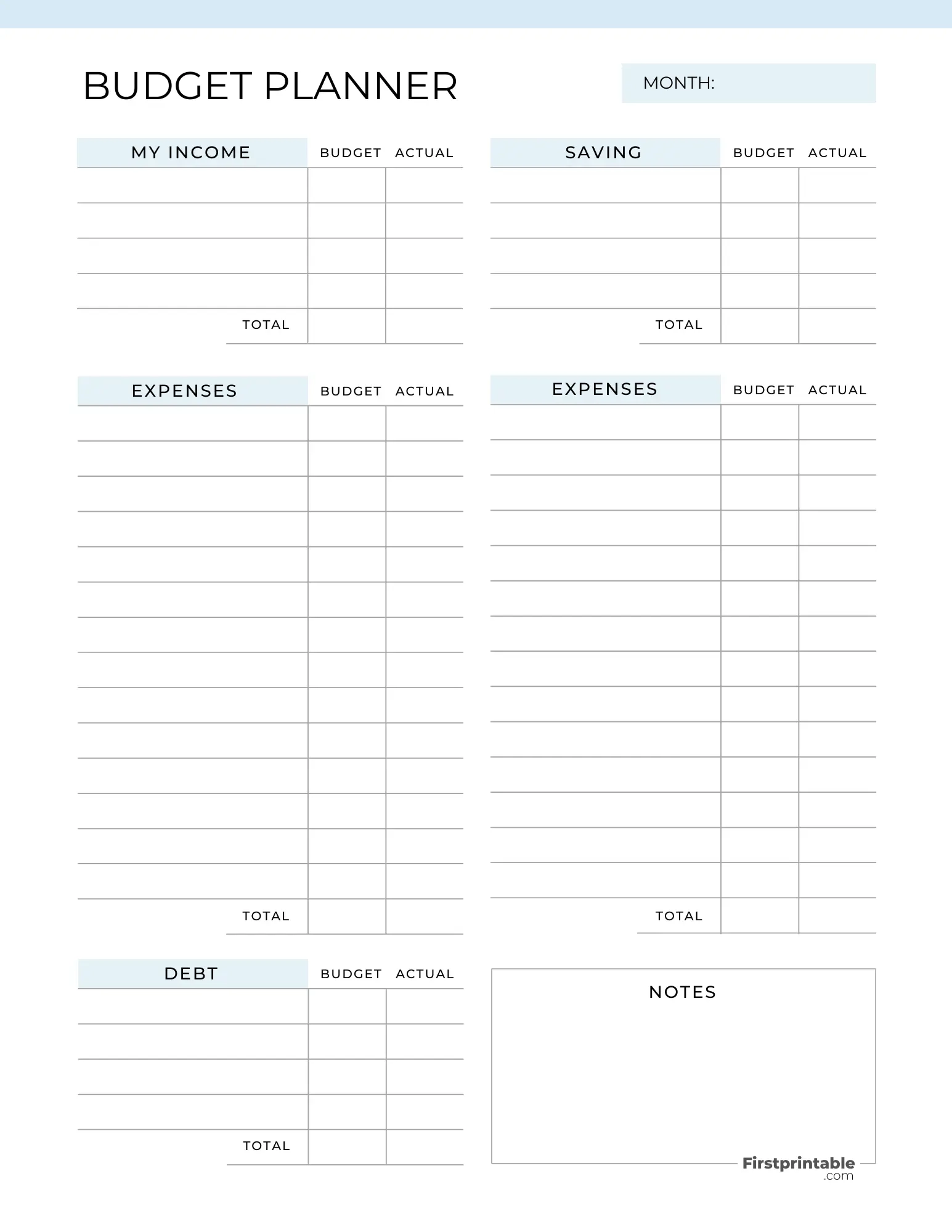 Free Blank Budget Printables