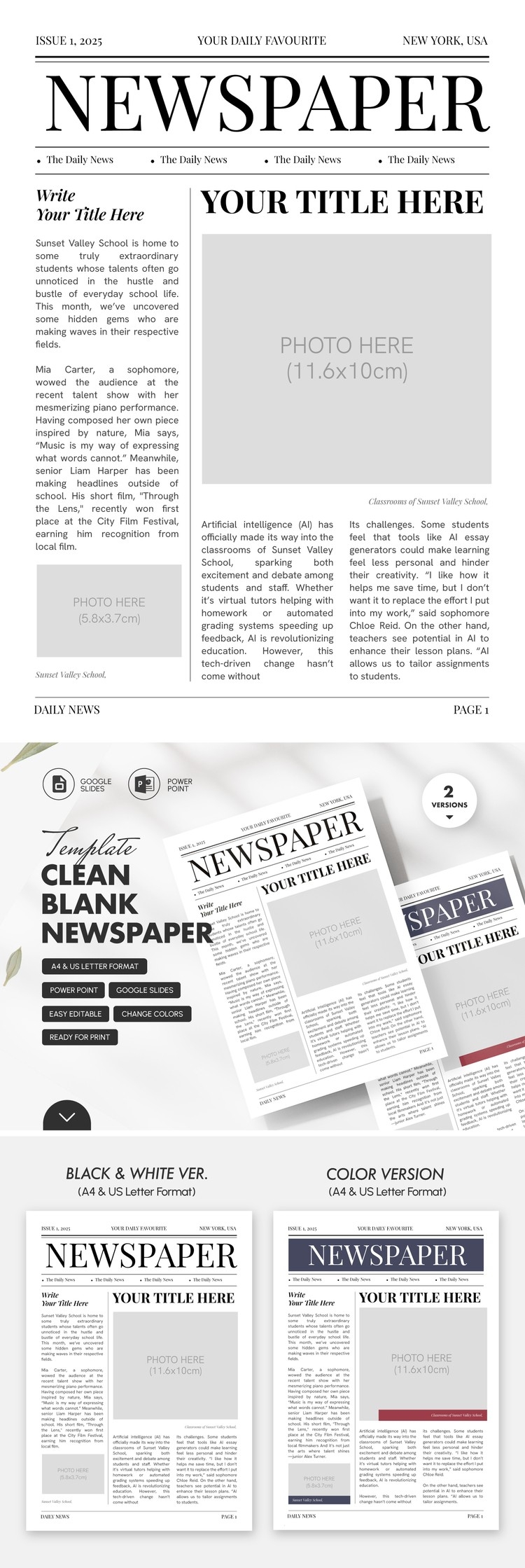 Newspaper Headline Blank Worksheets Printable