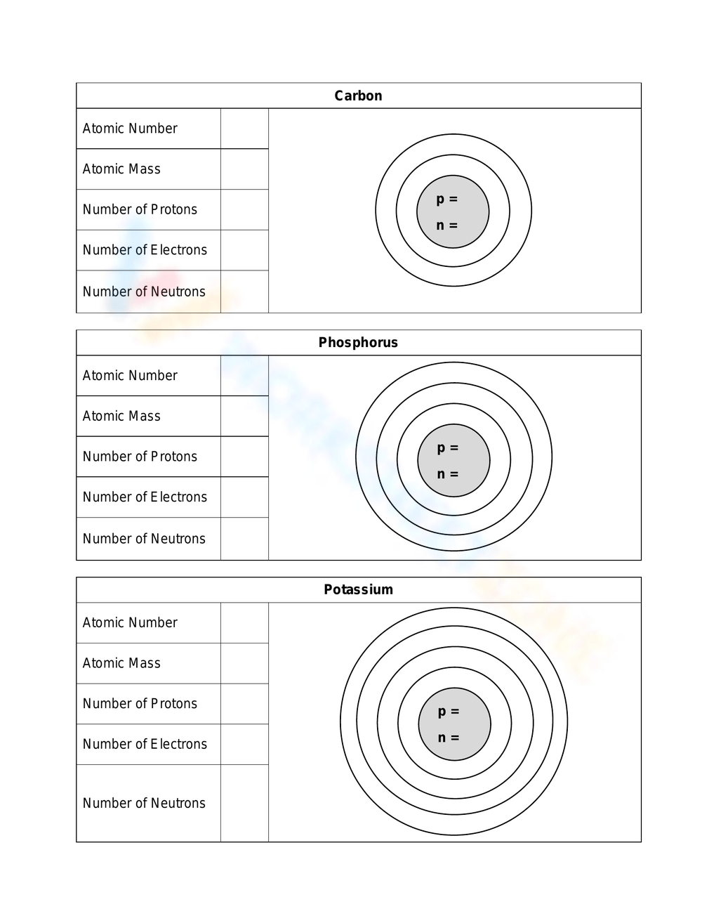 Free Collection Of Printable BOHR Model Worksheets Worksheets 