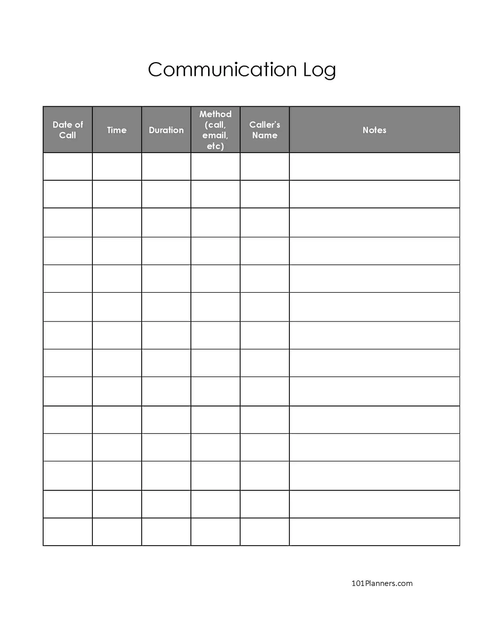 FREE Communication Log Template Word Excel Or PDF