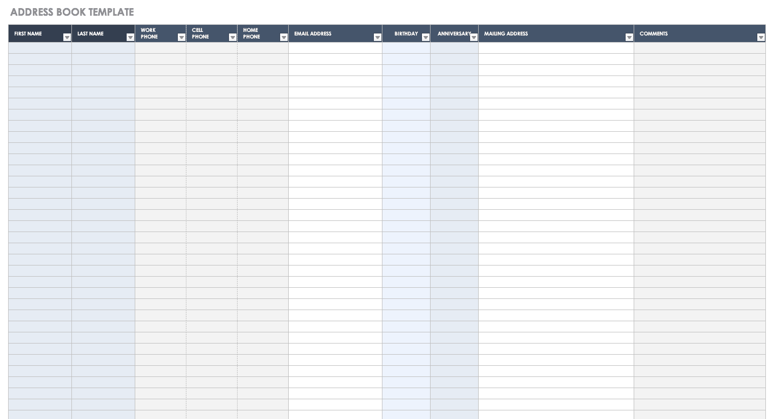 Blank Address Book Printable