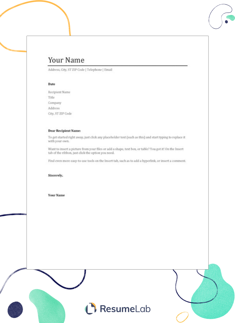 Free Cover Letter Templates For Word To Start With