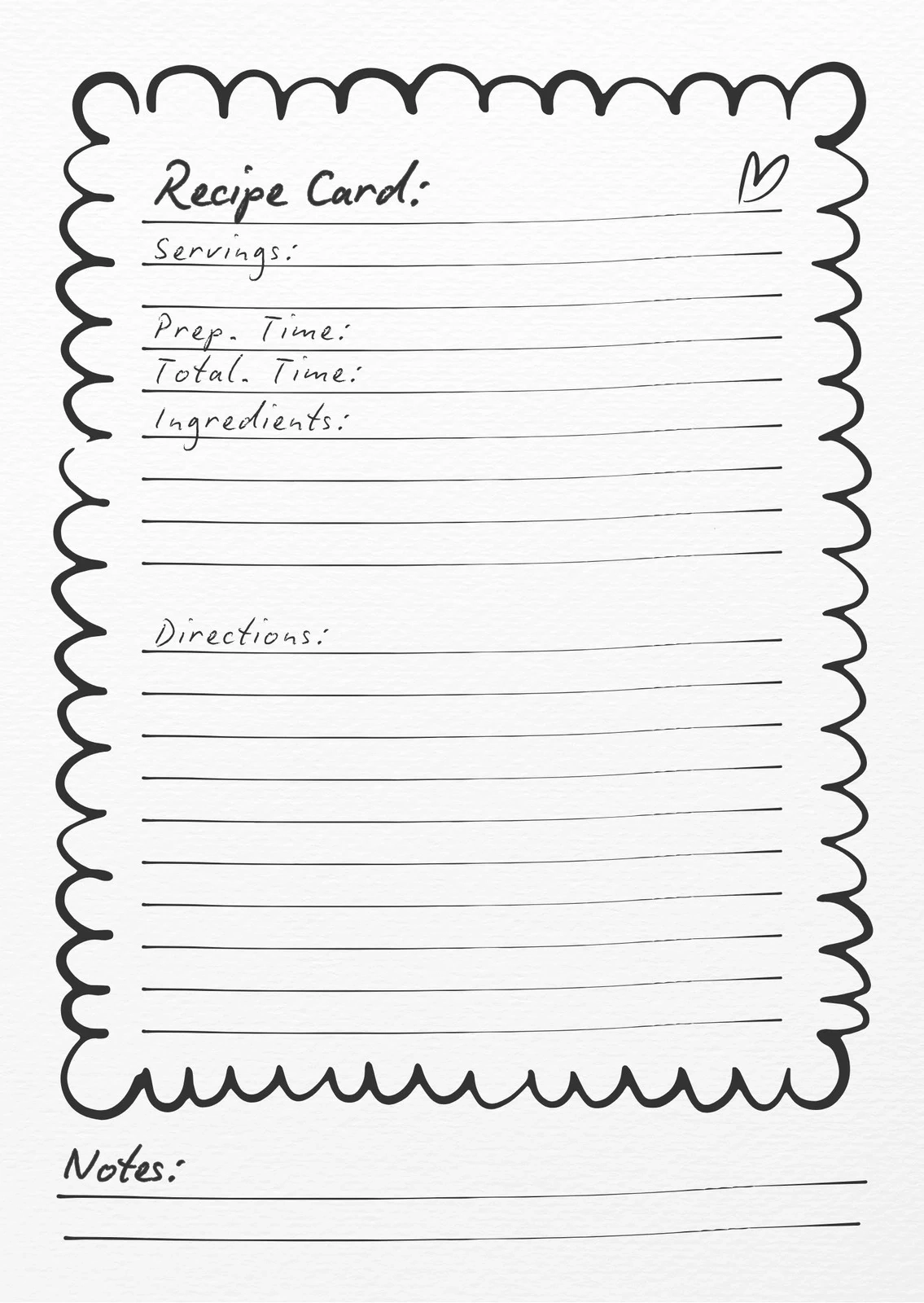 Printable Recipe Card Blank
