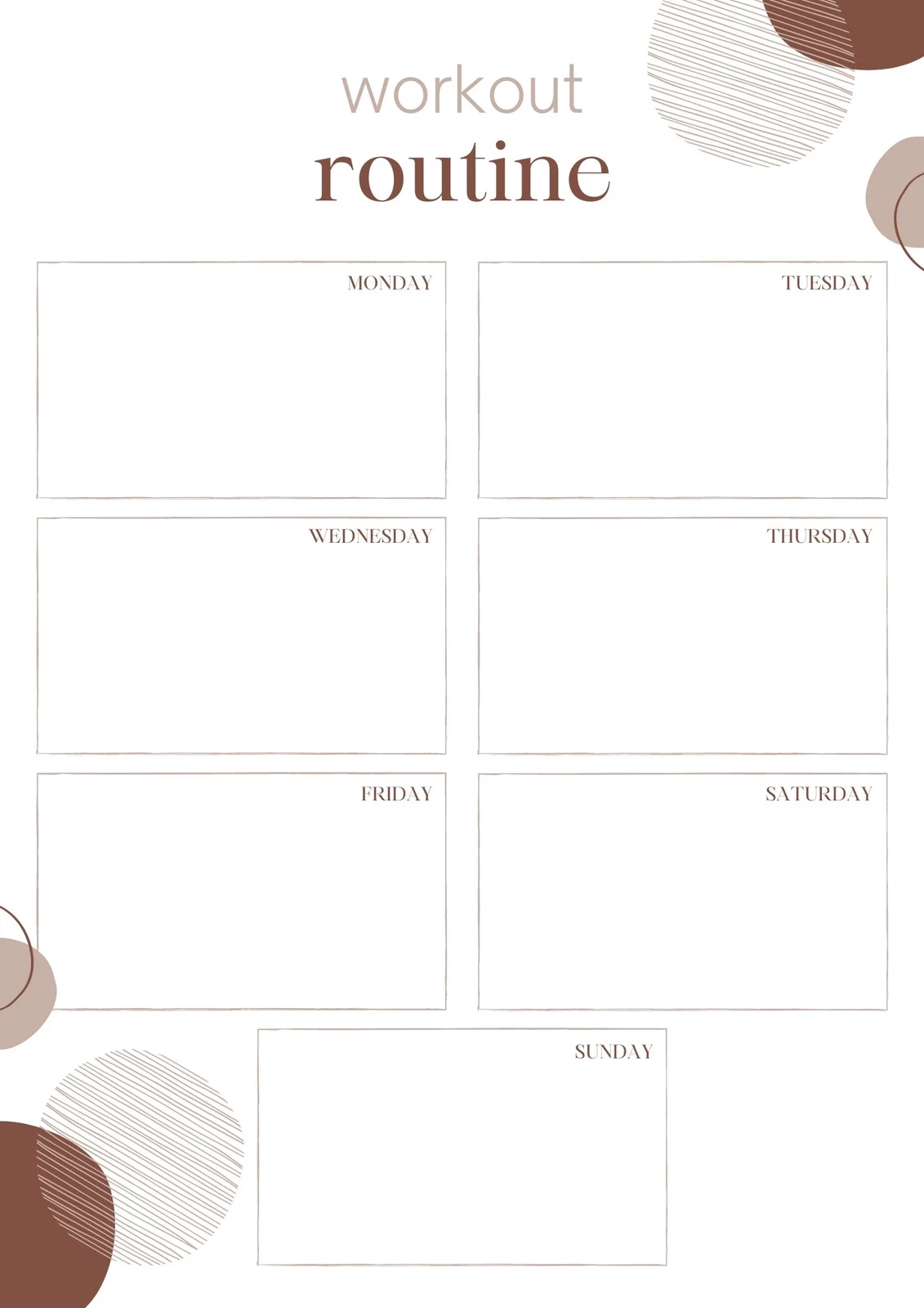 Printable Blank Workout Schedules