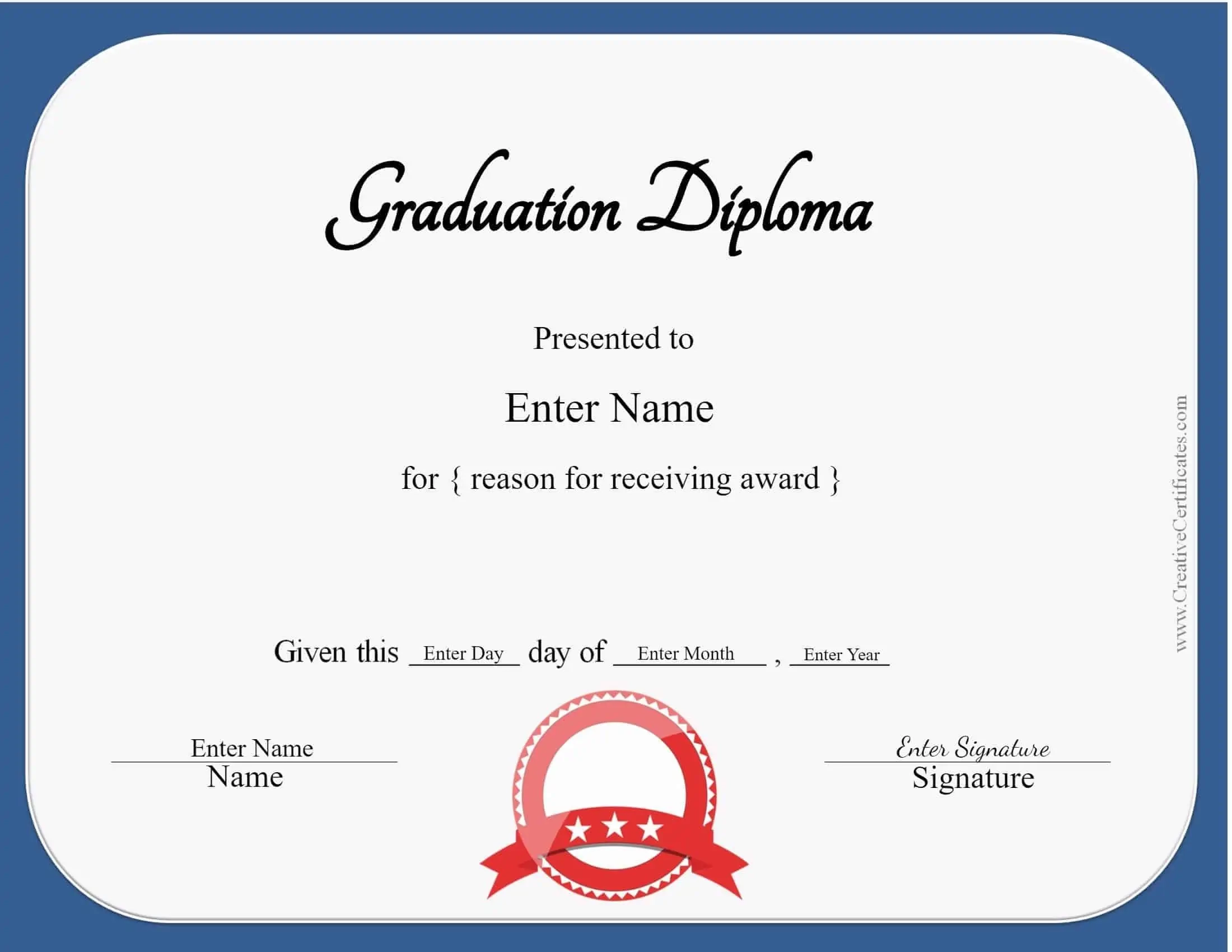Blank Printable Diploma Template