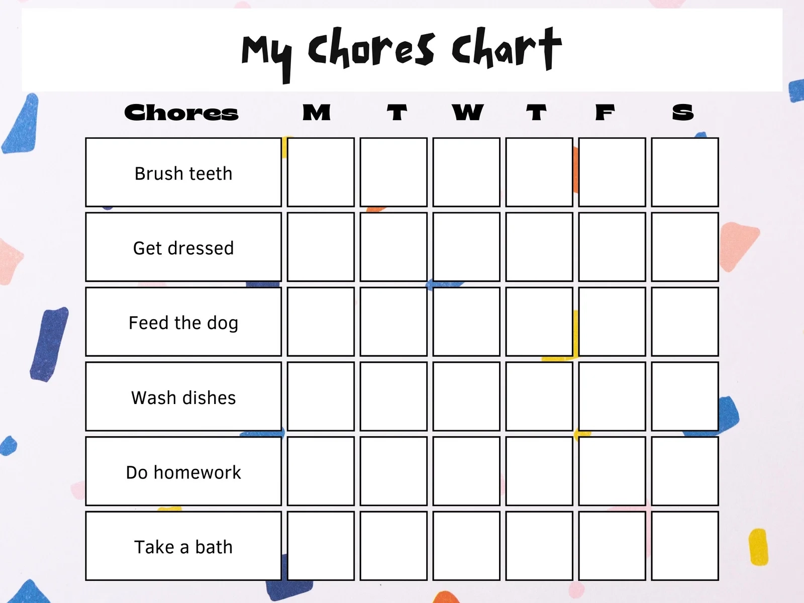 Printable Blank Chore Wheel