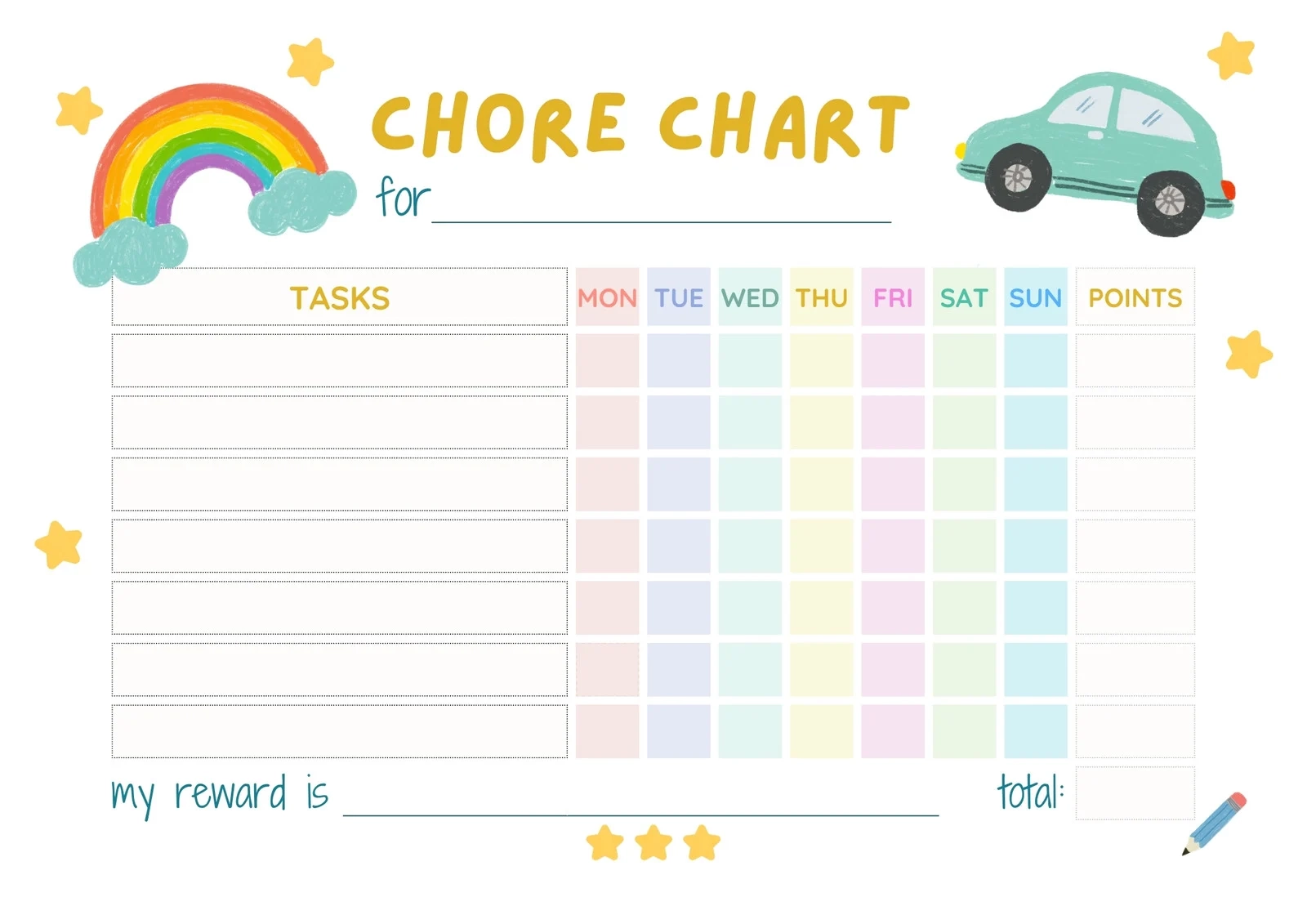 Blank Printable Chore Chart