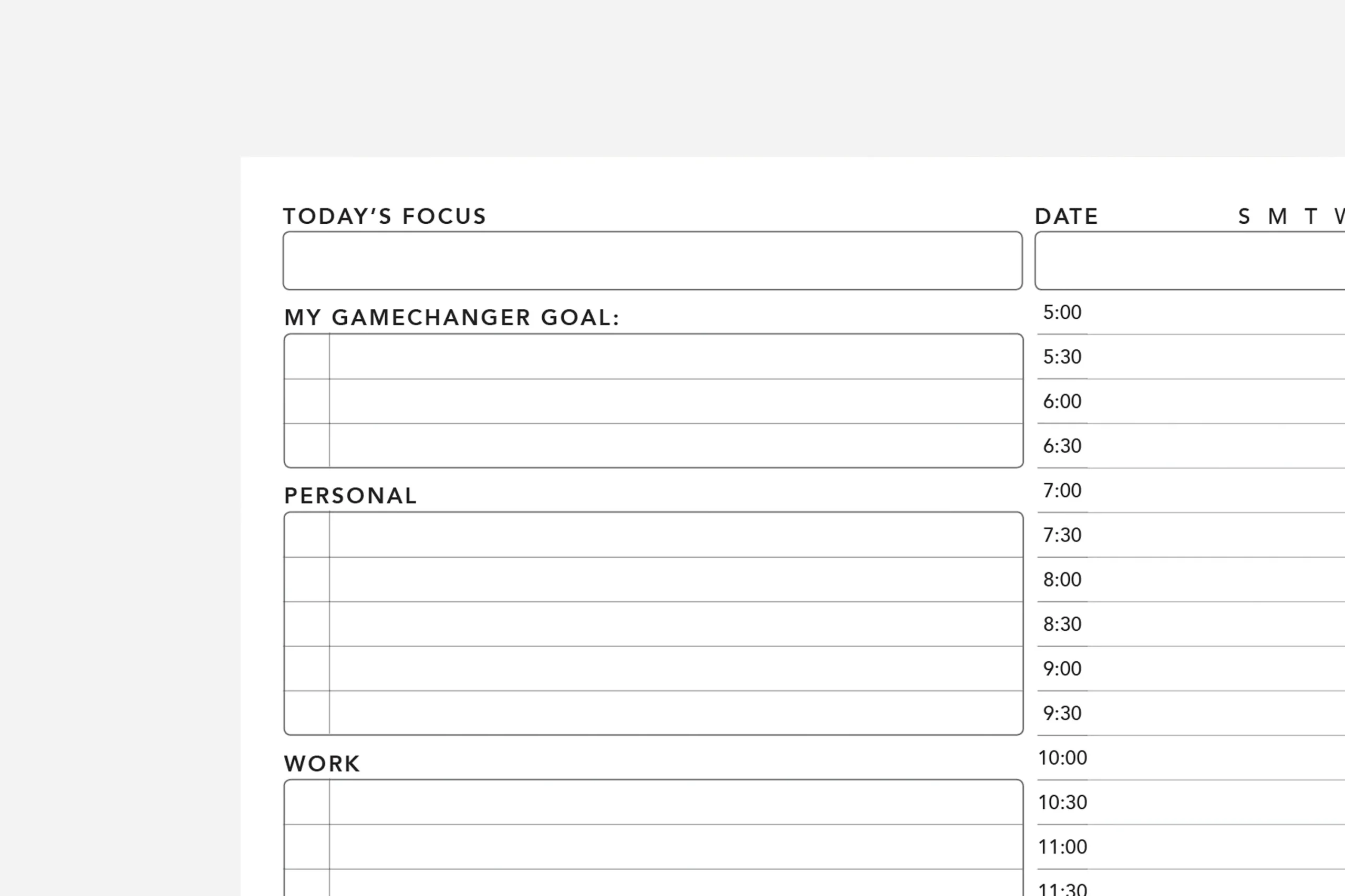Blank Printable Daily Planners