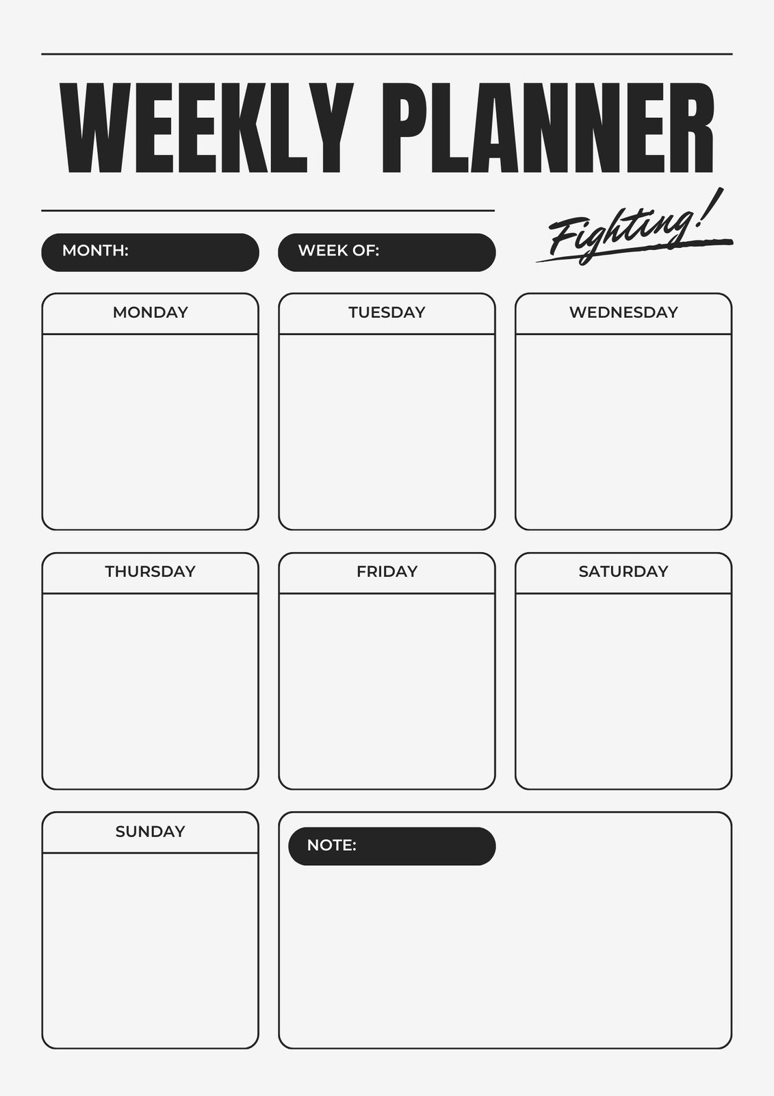 Printable Planner Blank Sheet