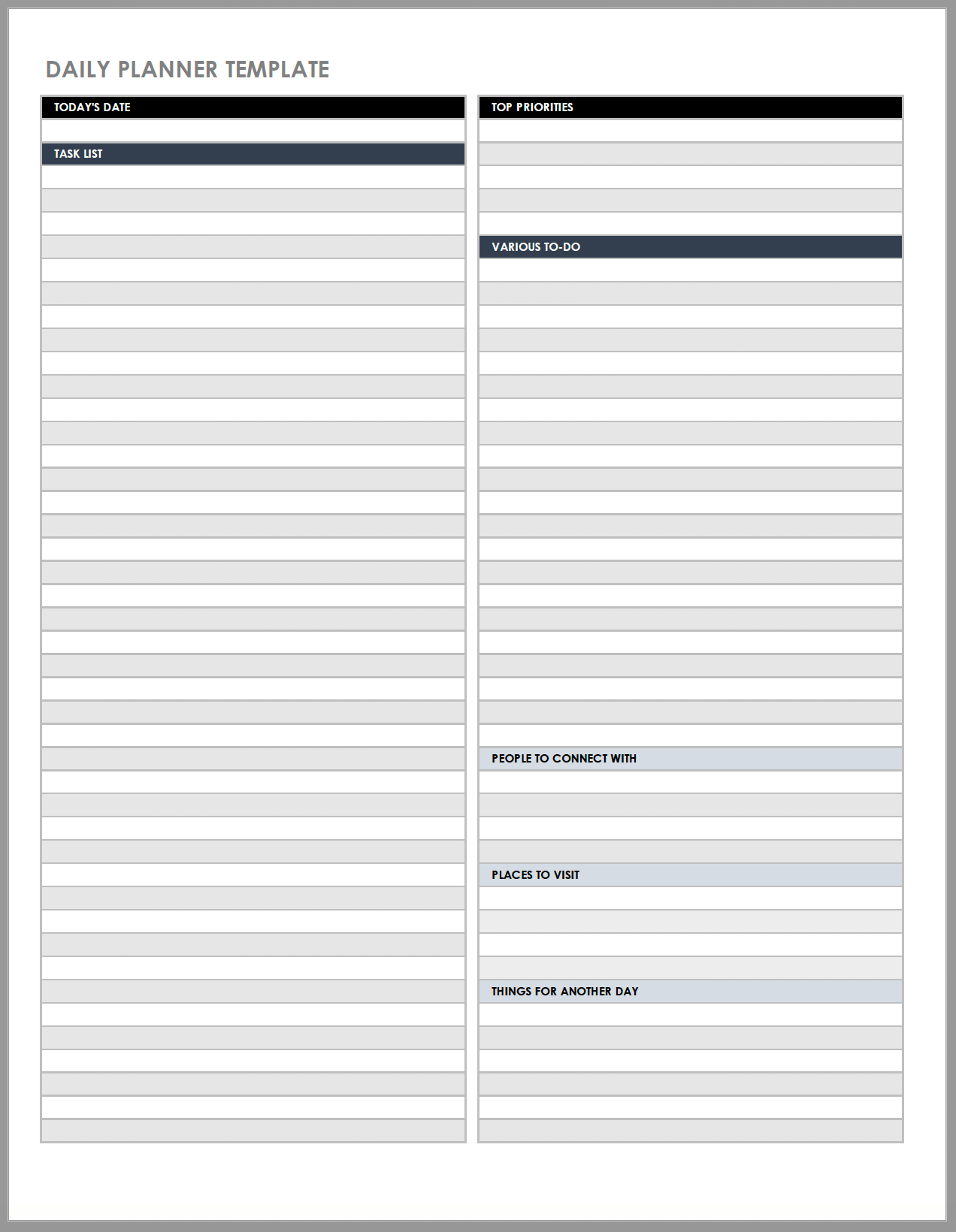 Free Printable Blank Dailyscheduling Chart