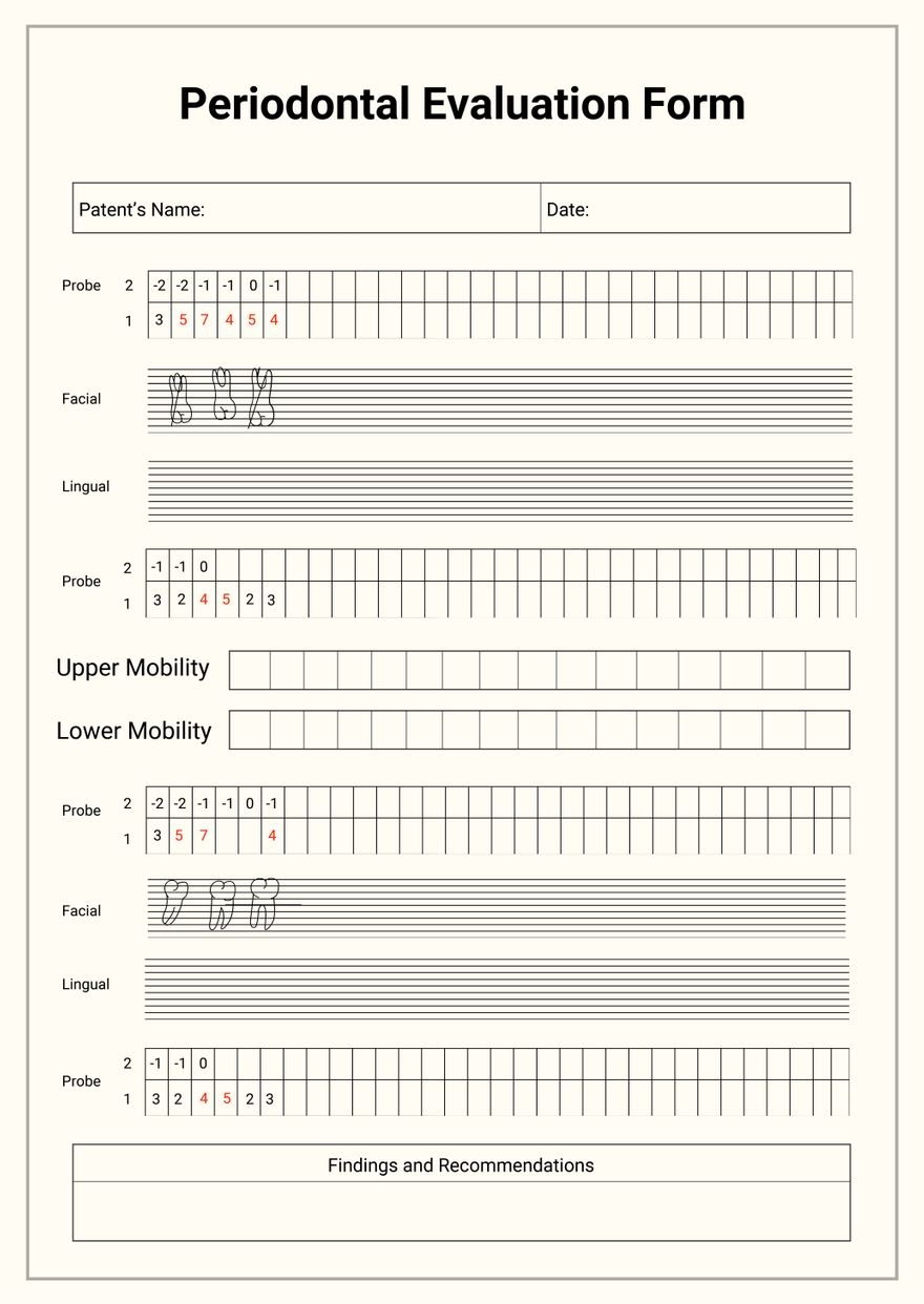 Free Dental Chart Templates Editable And Printable