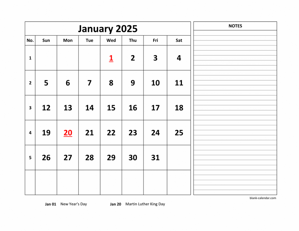 Printable Calendar With Blank Spaces