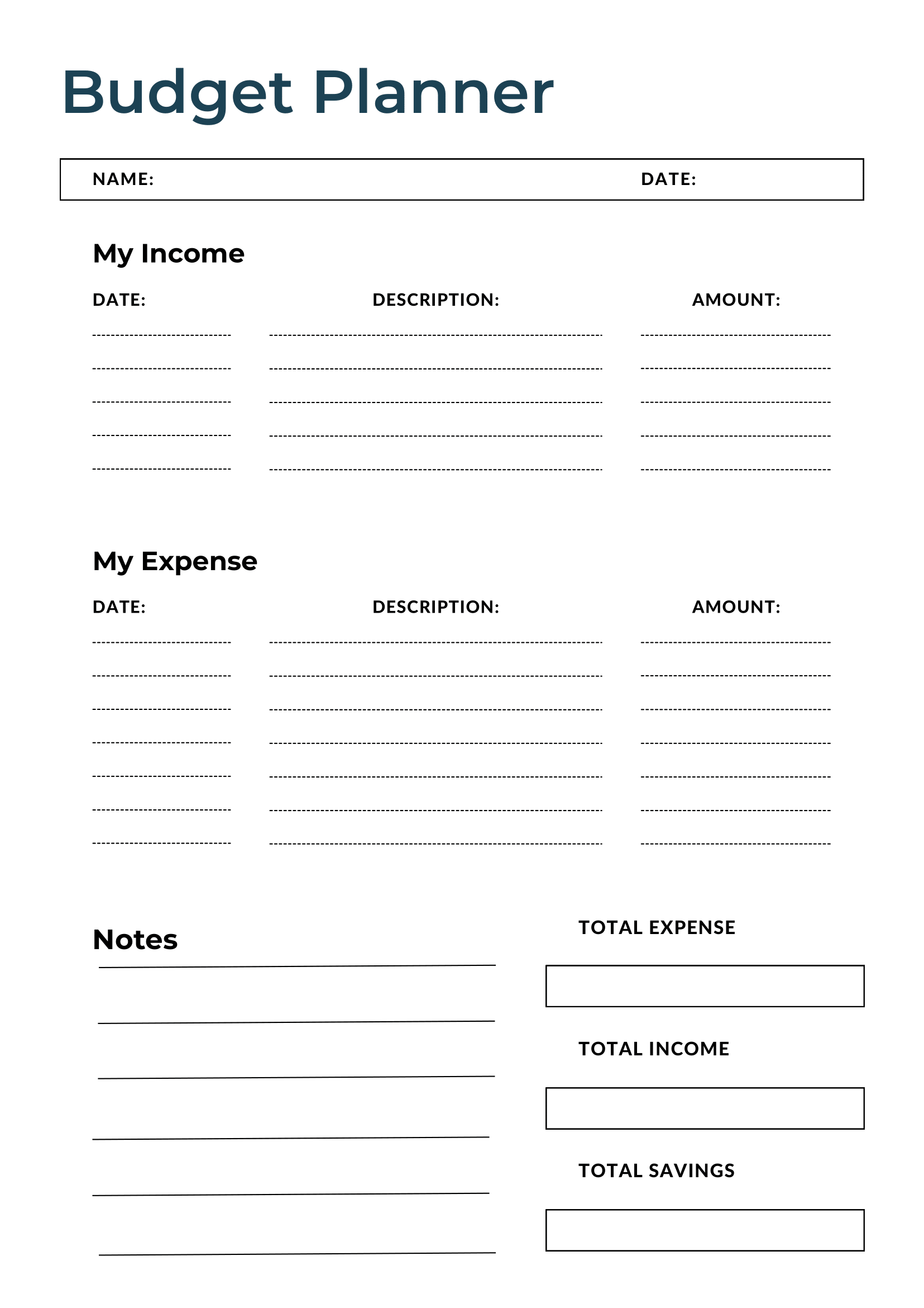 Blank Budget Worksheet Word Printable