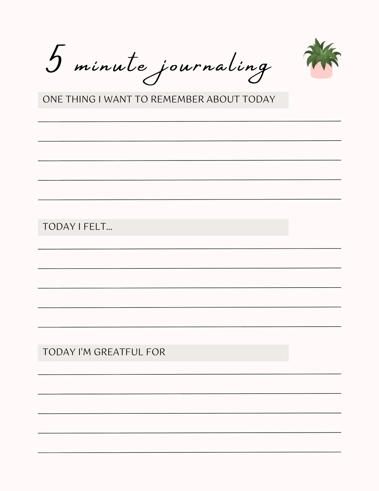 Free Blank Printable Journal Card