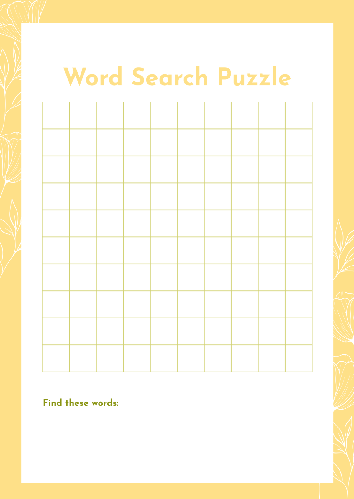 Free Blank Printable Word Search