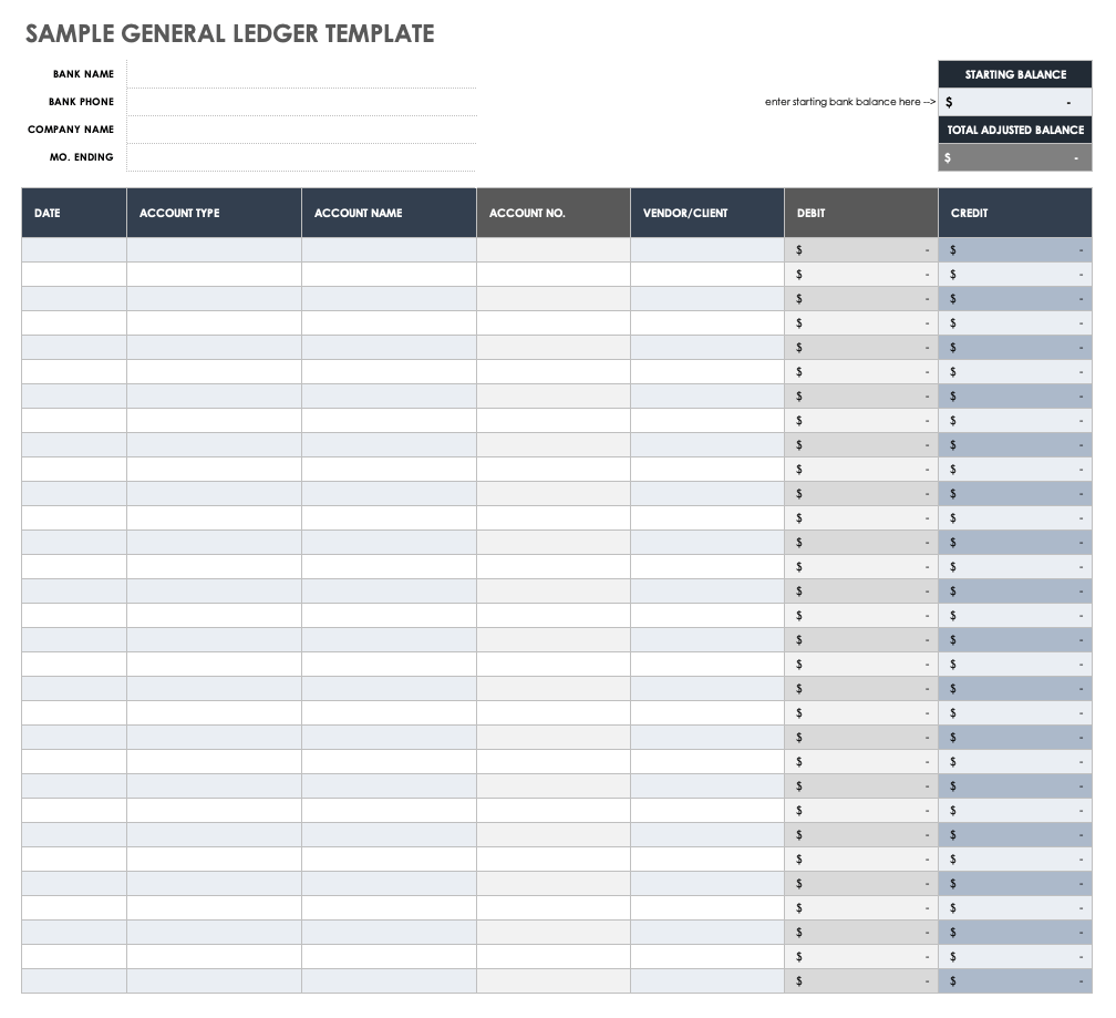 Printable Blank Ledger Pages