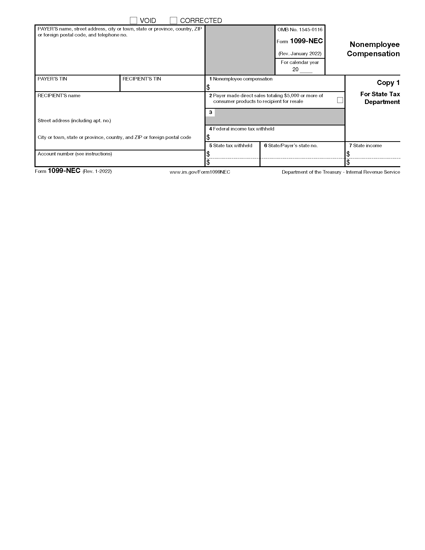 Printable Blank 1099-Misc Form