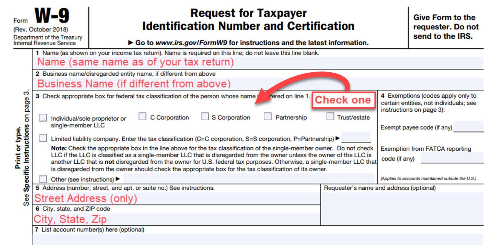 Blank Printable W-9 Form