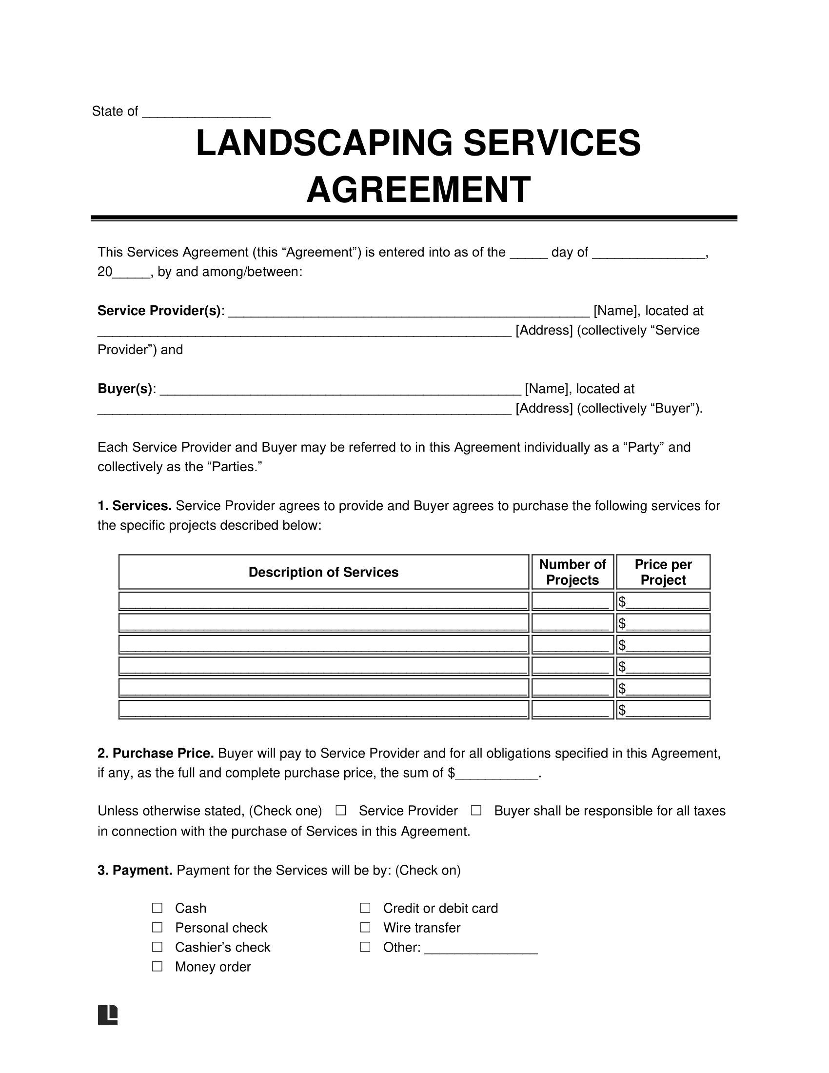 Free Landscaping Contract Template PDF amp Word