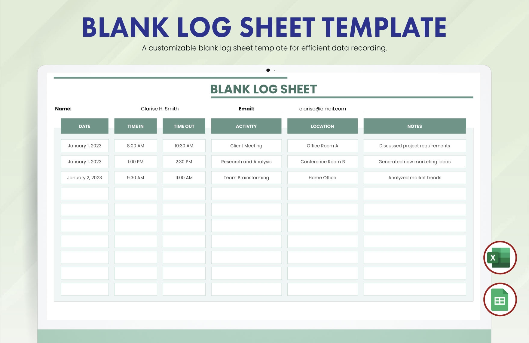 Free Log Templates In Excel To Download