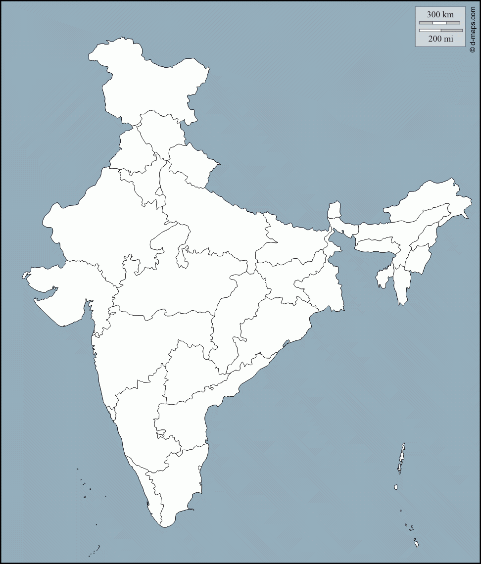 India Political Map Blank Printable