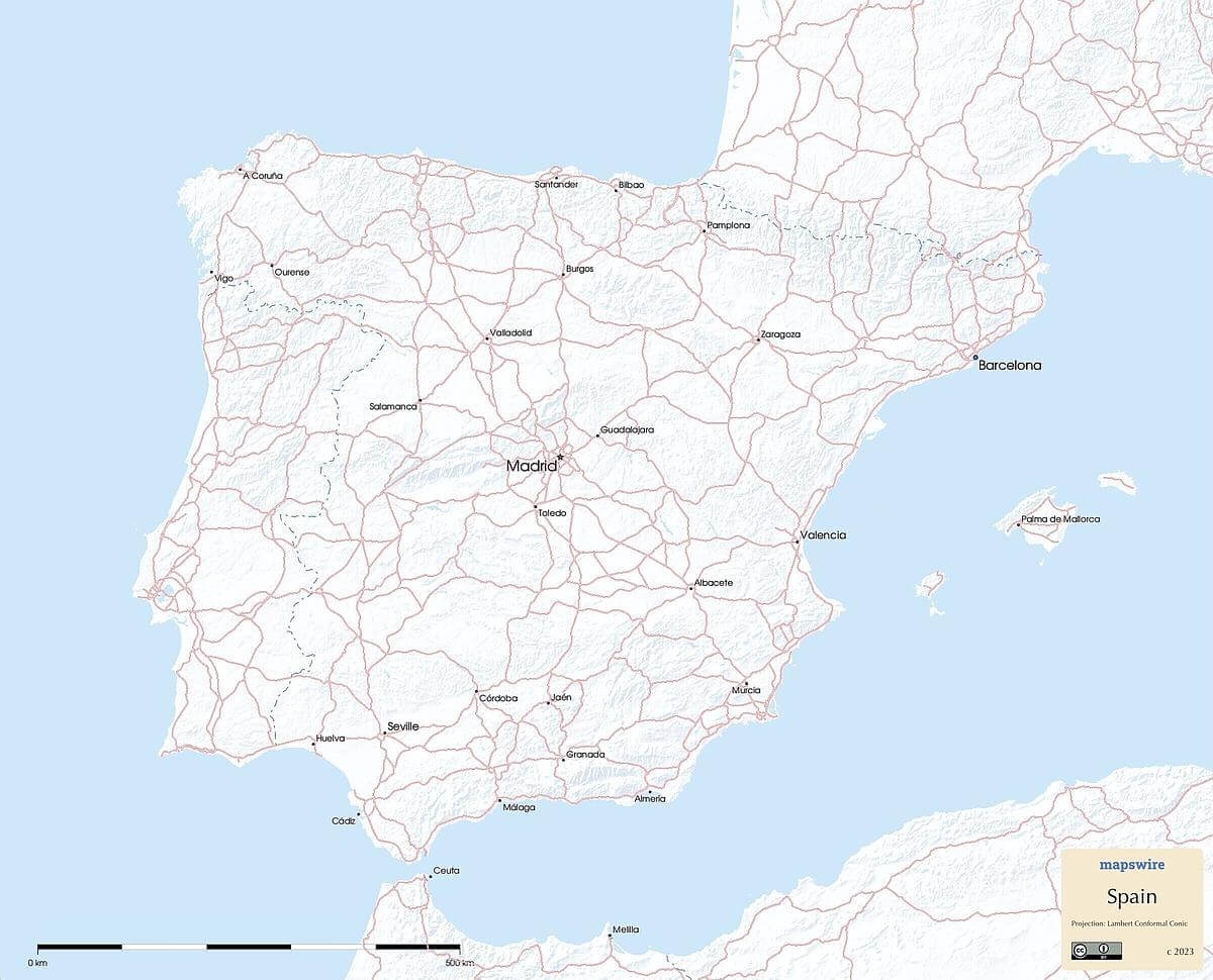 Printable Map Of Spain Blank