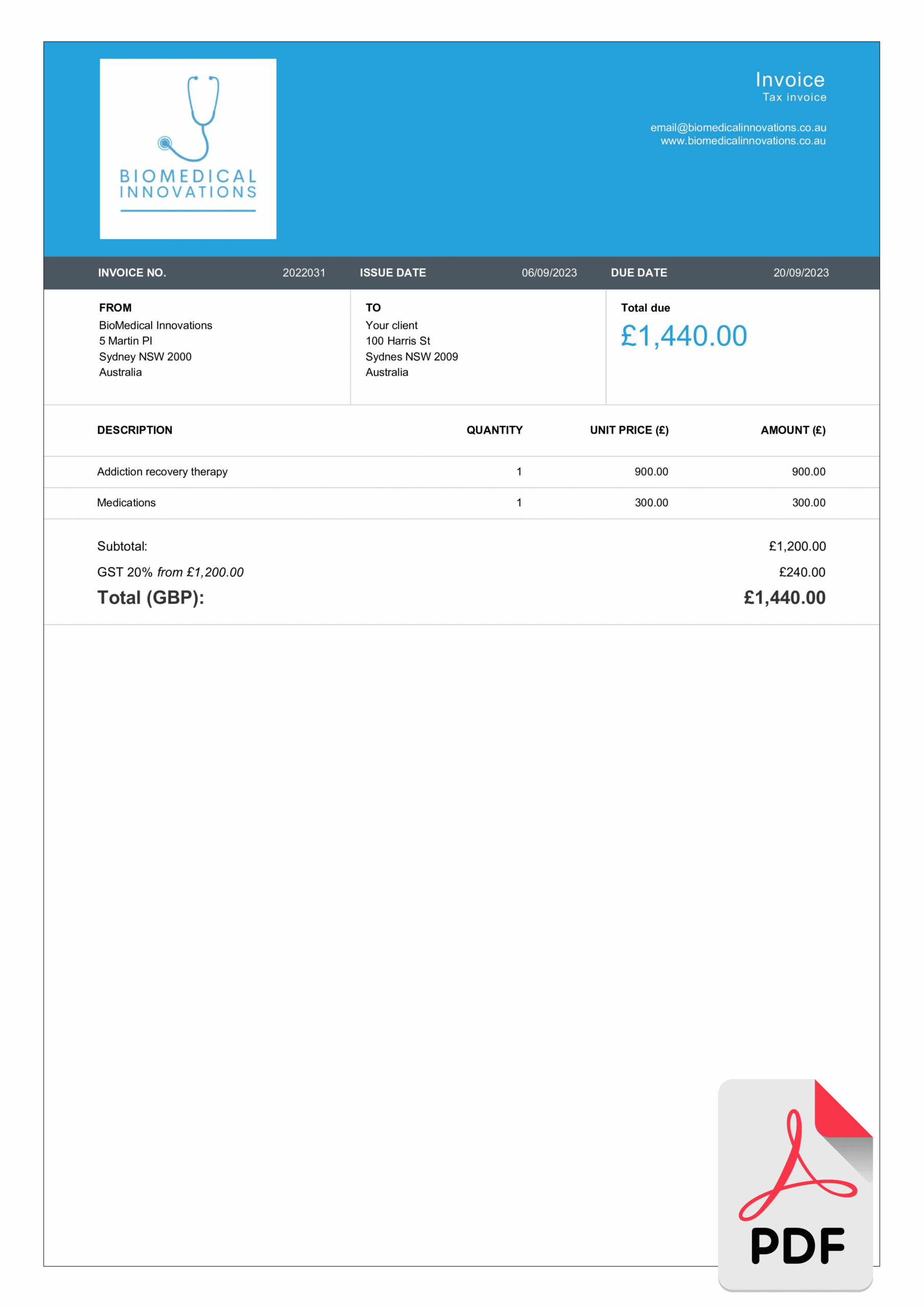 Printable Blank Medical Bill