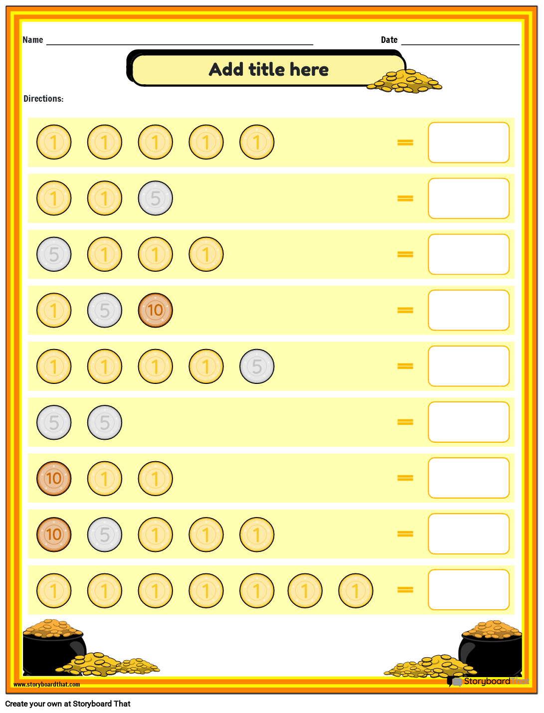 Free Money Worksheets Counting amp Saving Storyboard That