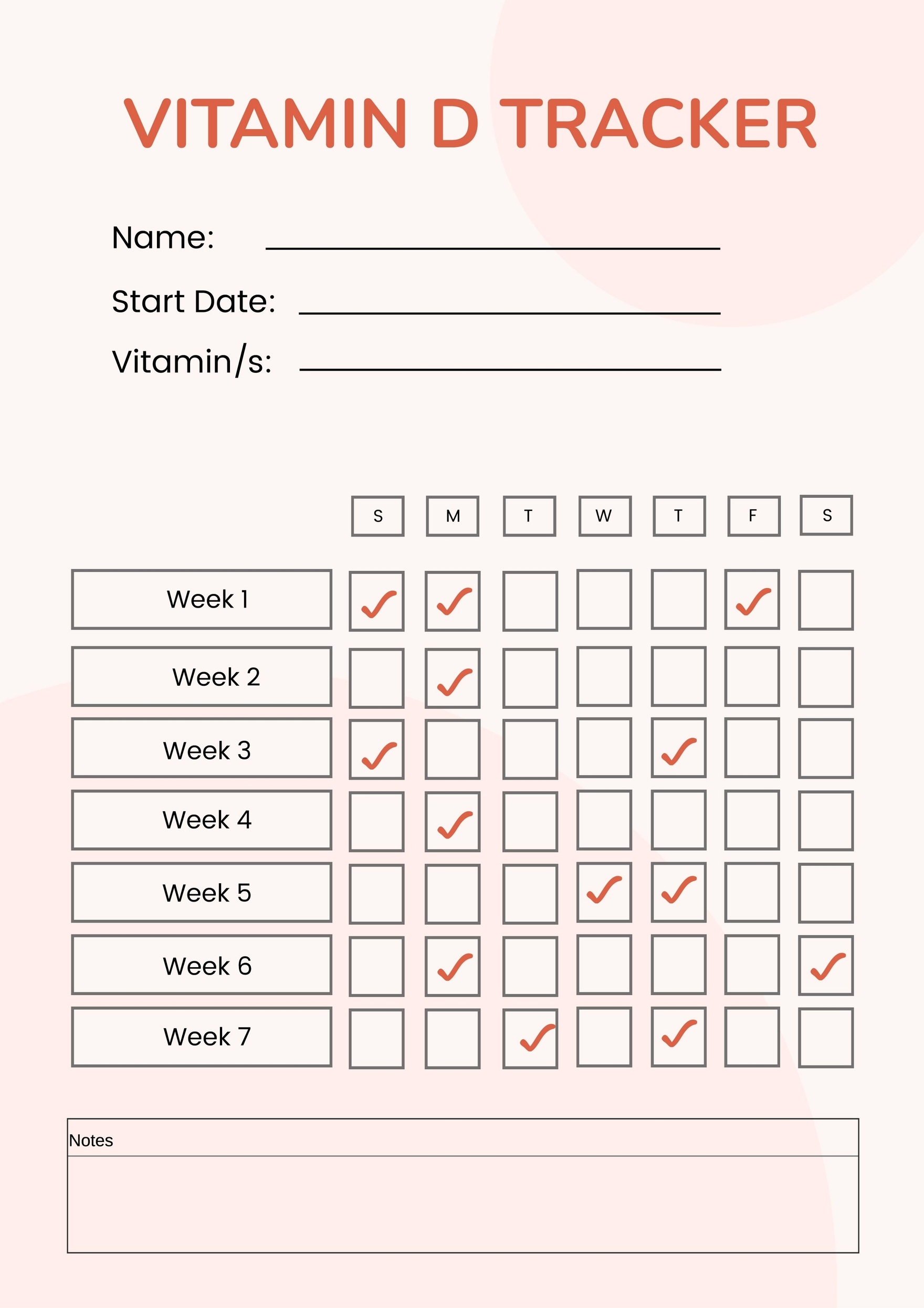 Free Monthly Vitamin Tracker Chart In Illustrator PDF Download 