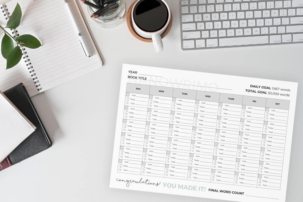 Blank November Nanowrimo Free Printable