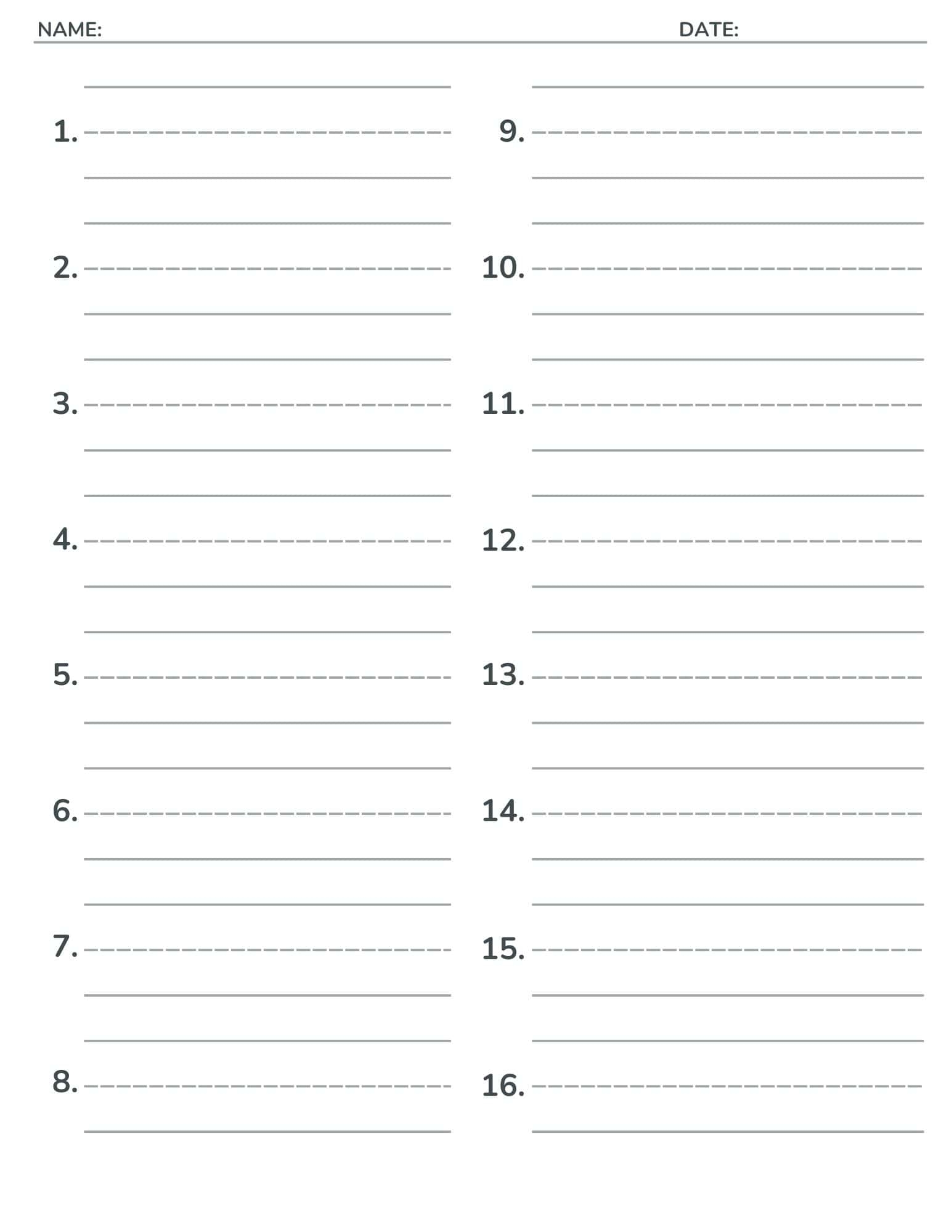 Free Numbered Lined Paper PDF 1 20 1 25 1 50 1 100 