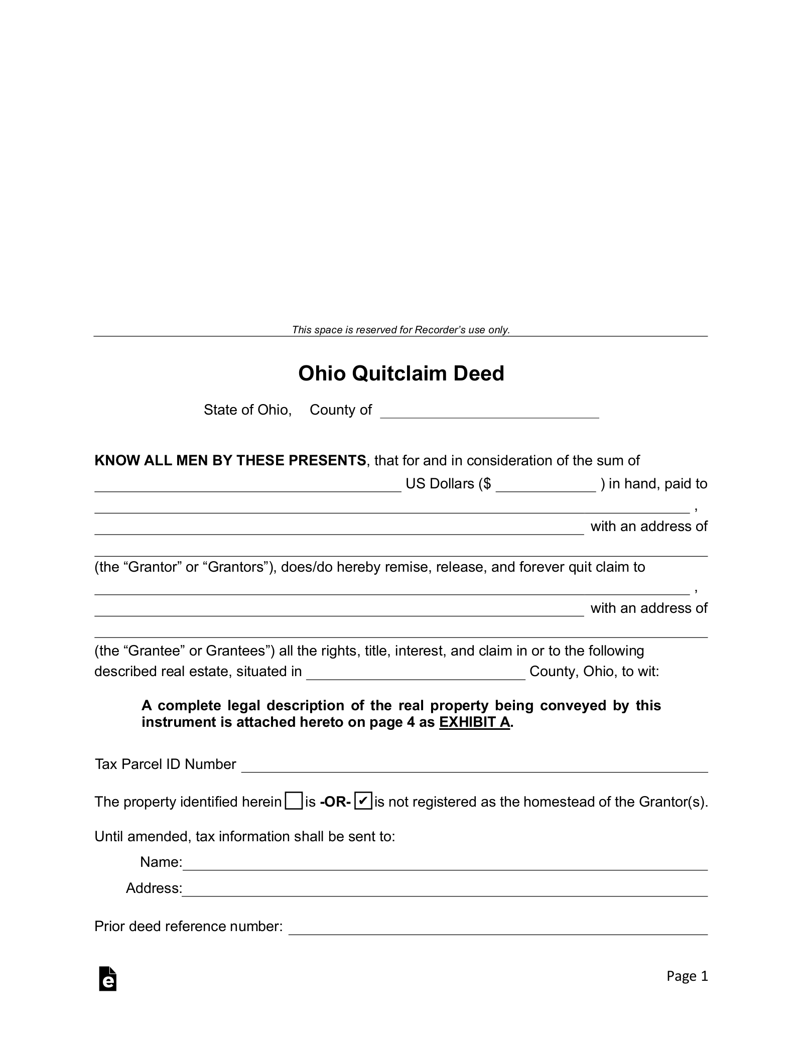 Printable Blank Property Deed Form