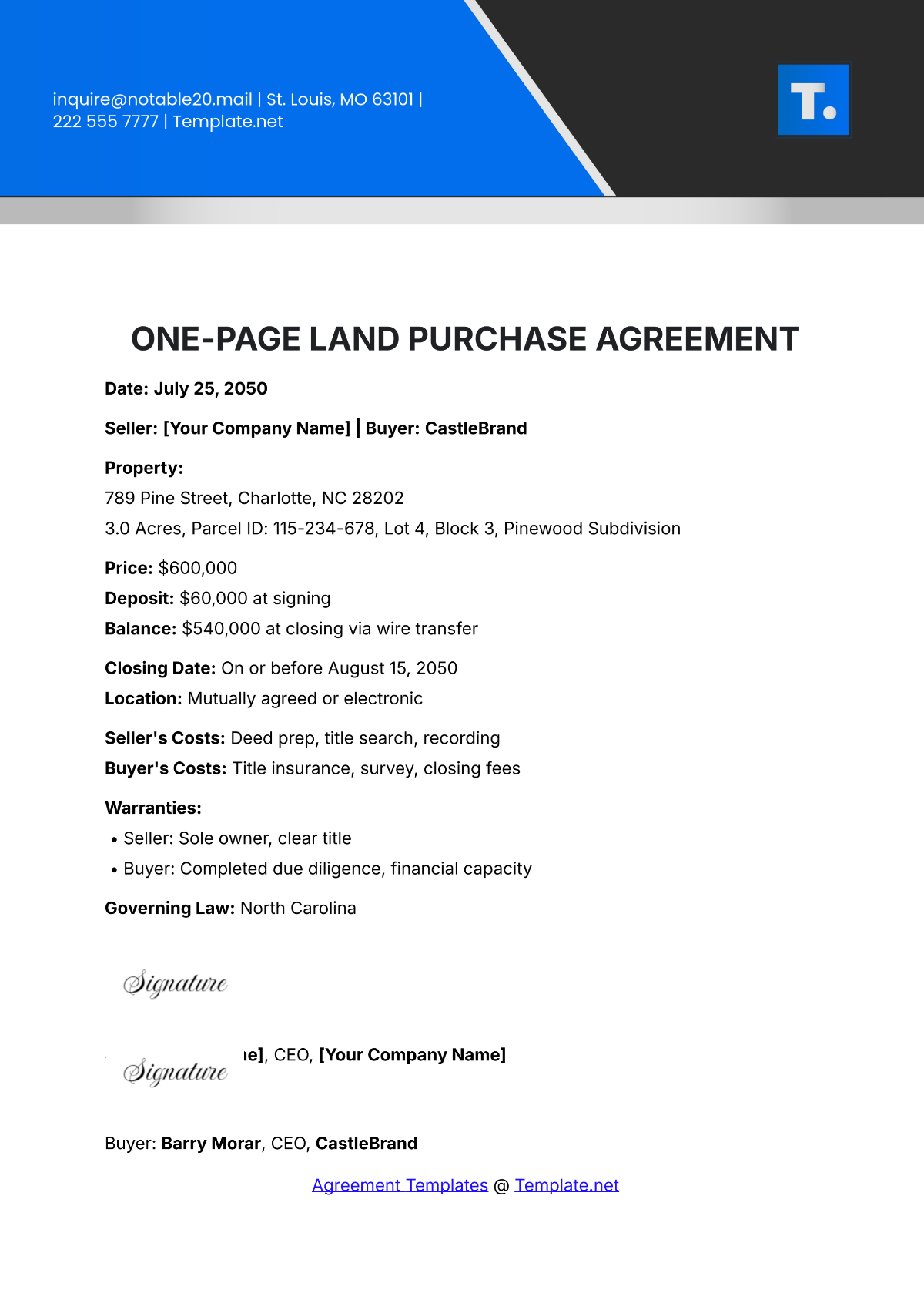 Blank Land Contracts Free Printable