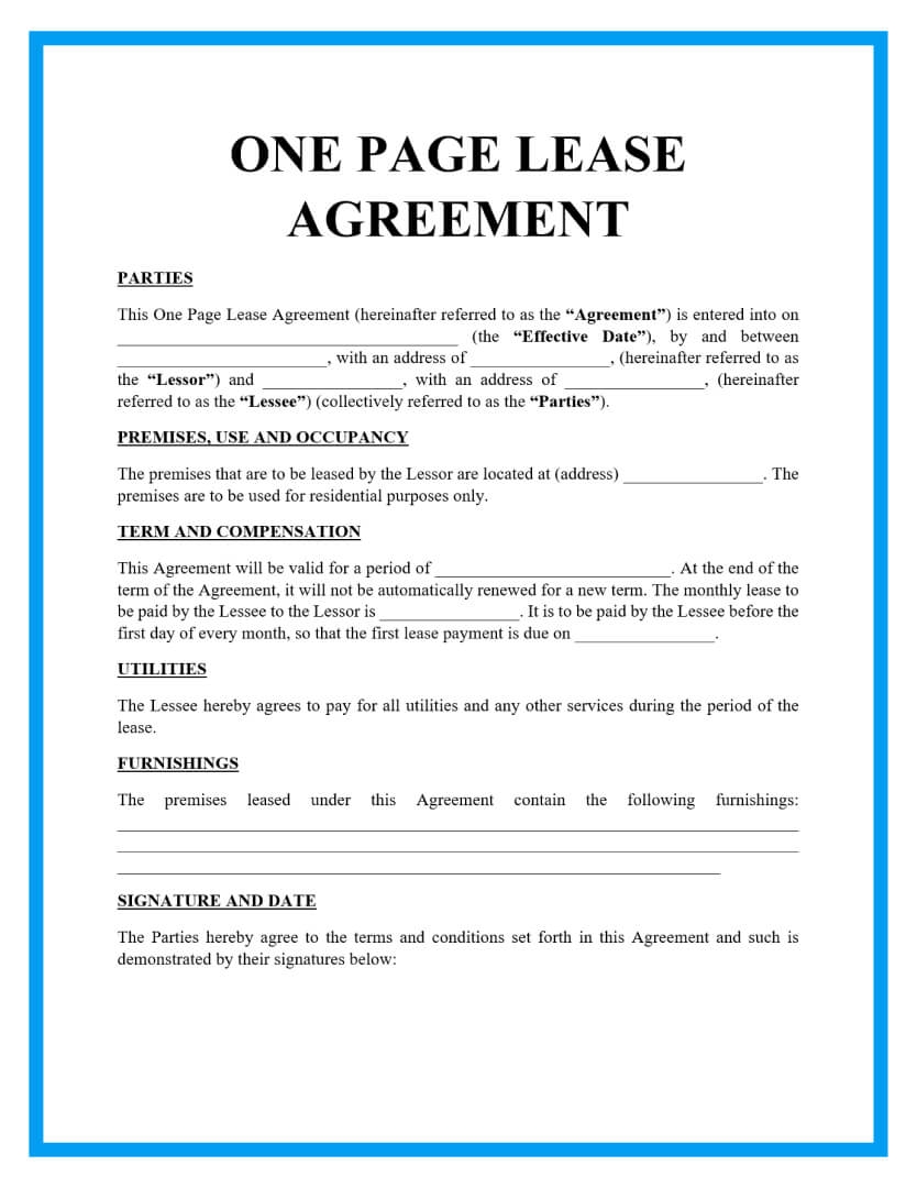 Blank Rental Agreement Printable