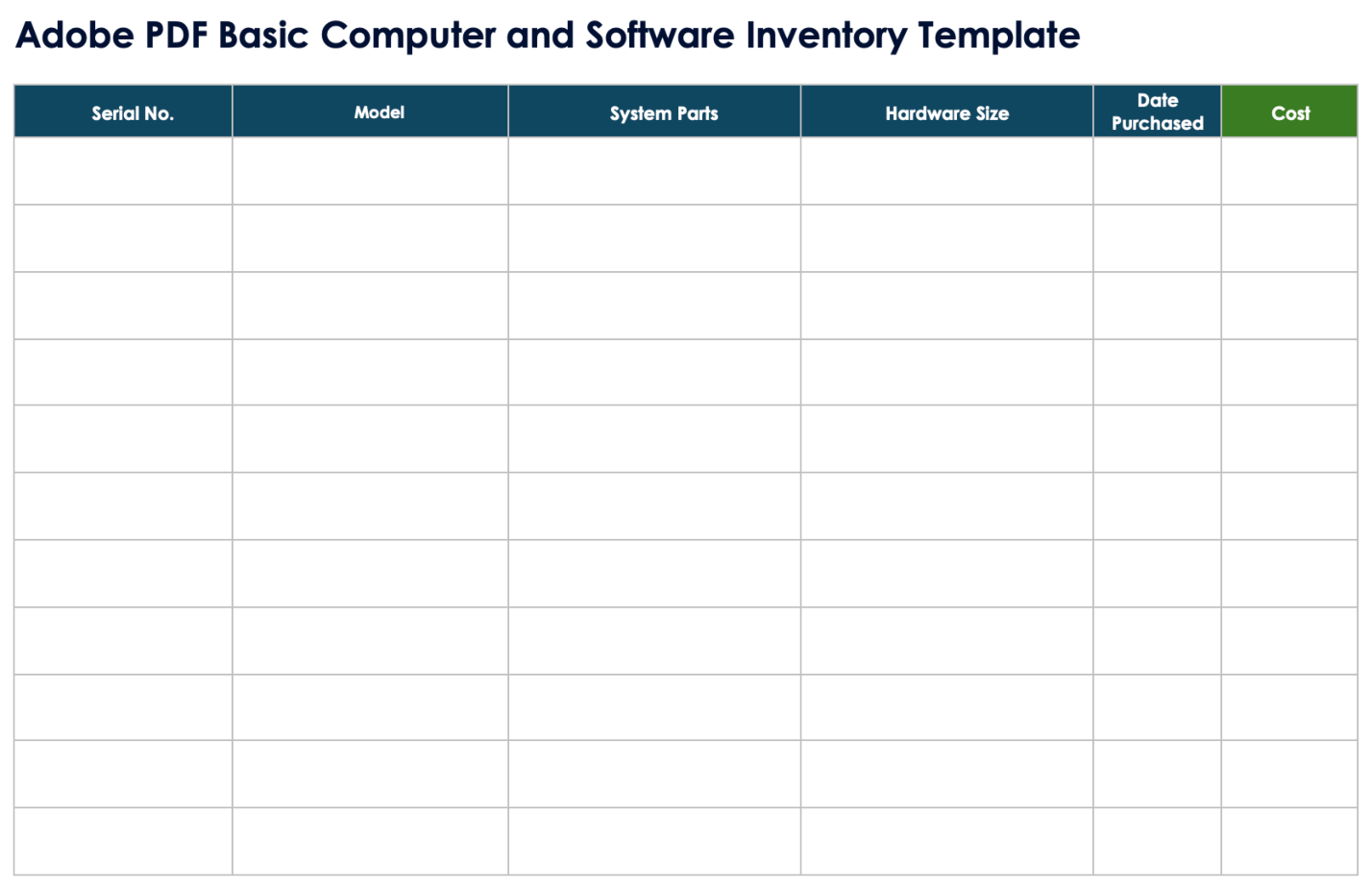 Free PDF Inventory Sheets amp Templates Editable amp Printable
