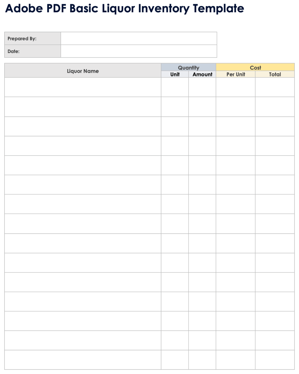 Free PDF Inventory Sheets amp Templates Editable amp Printable
