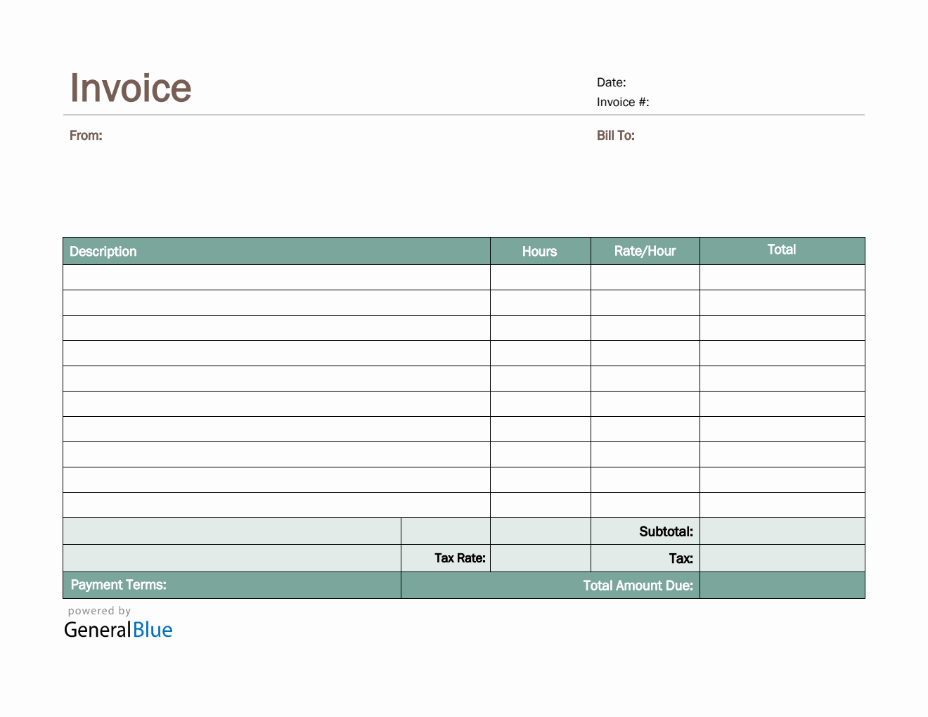 Printable Blank Invoice Template Uk