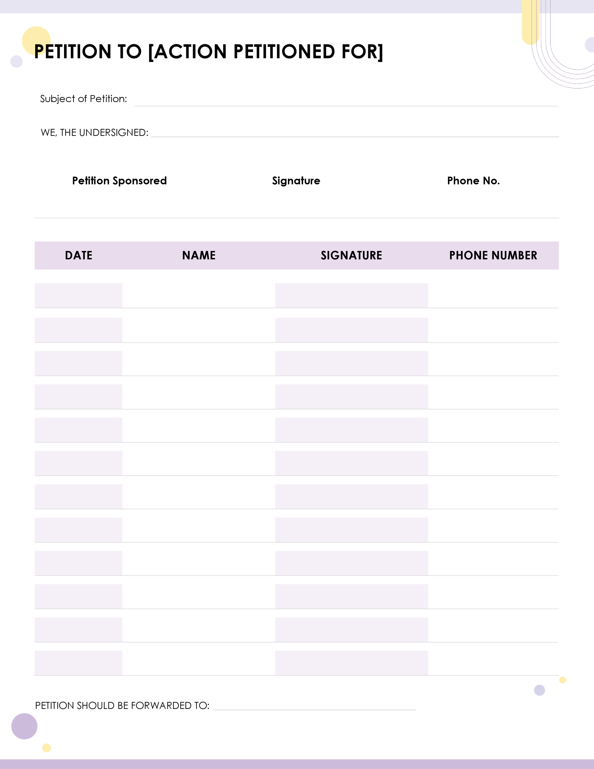 Free Petition Form Templates To Collect Signatures