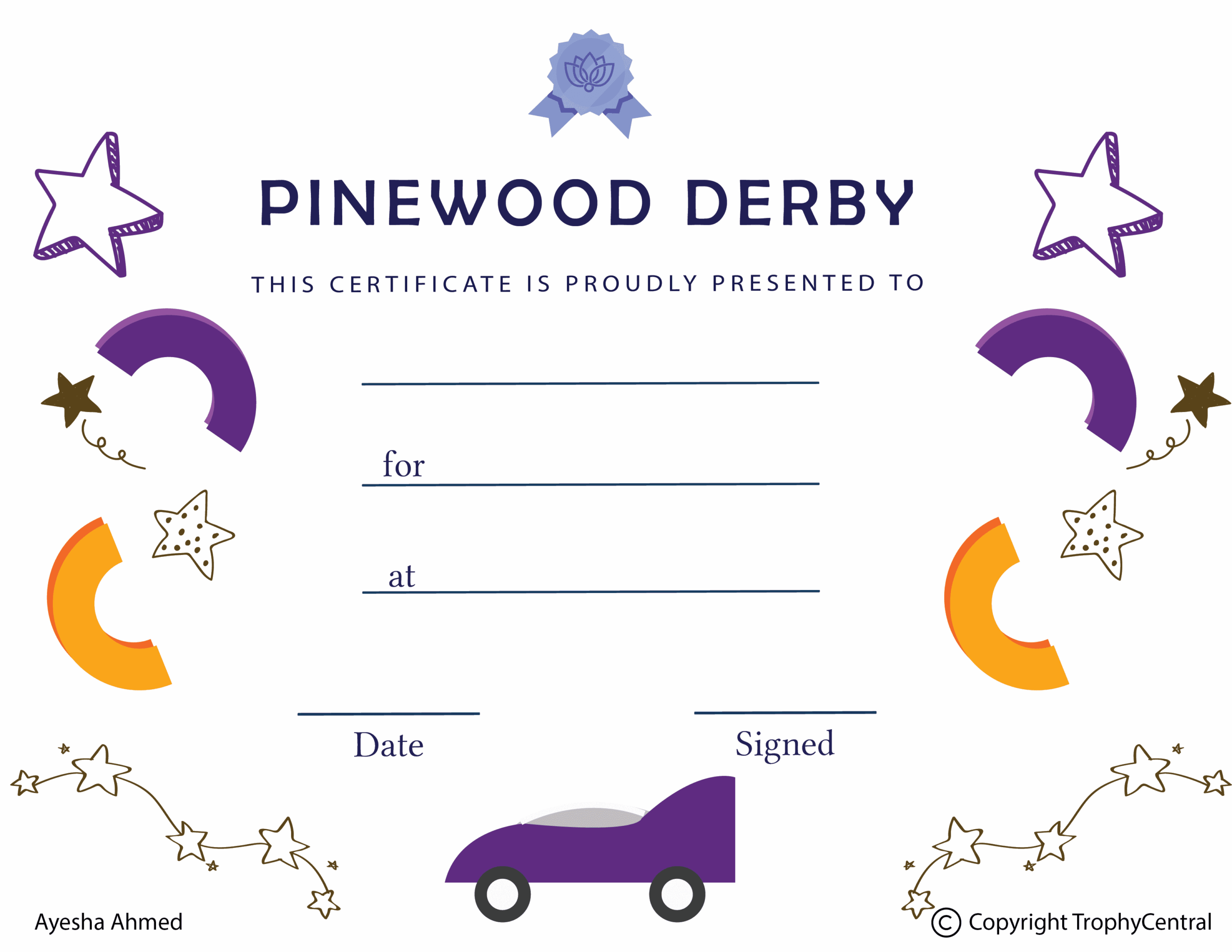 Free Pinewood Derby Certificate Template TrophyCentral