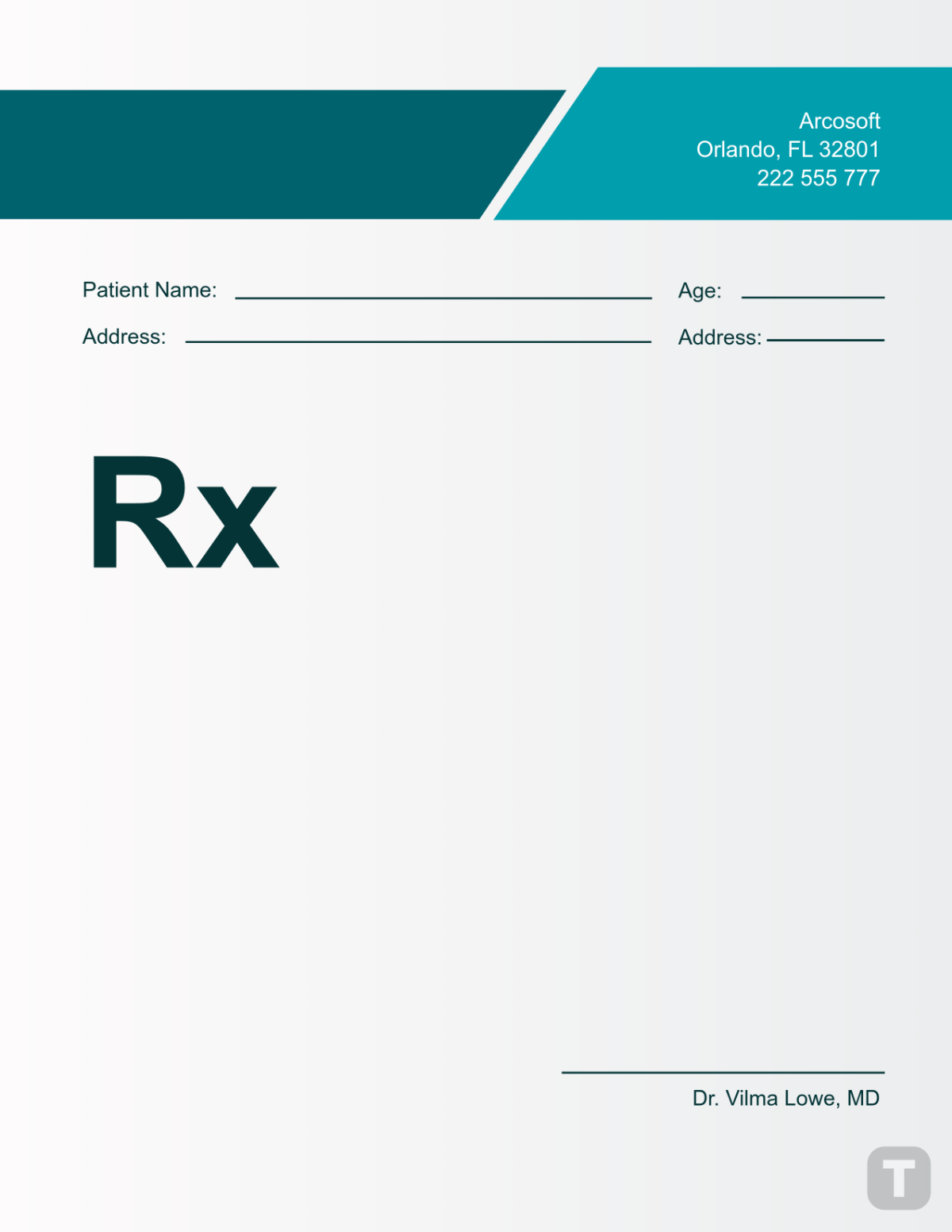 Blank Printable Contact Prescription Template