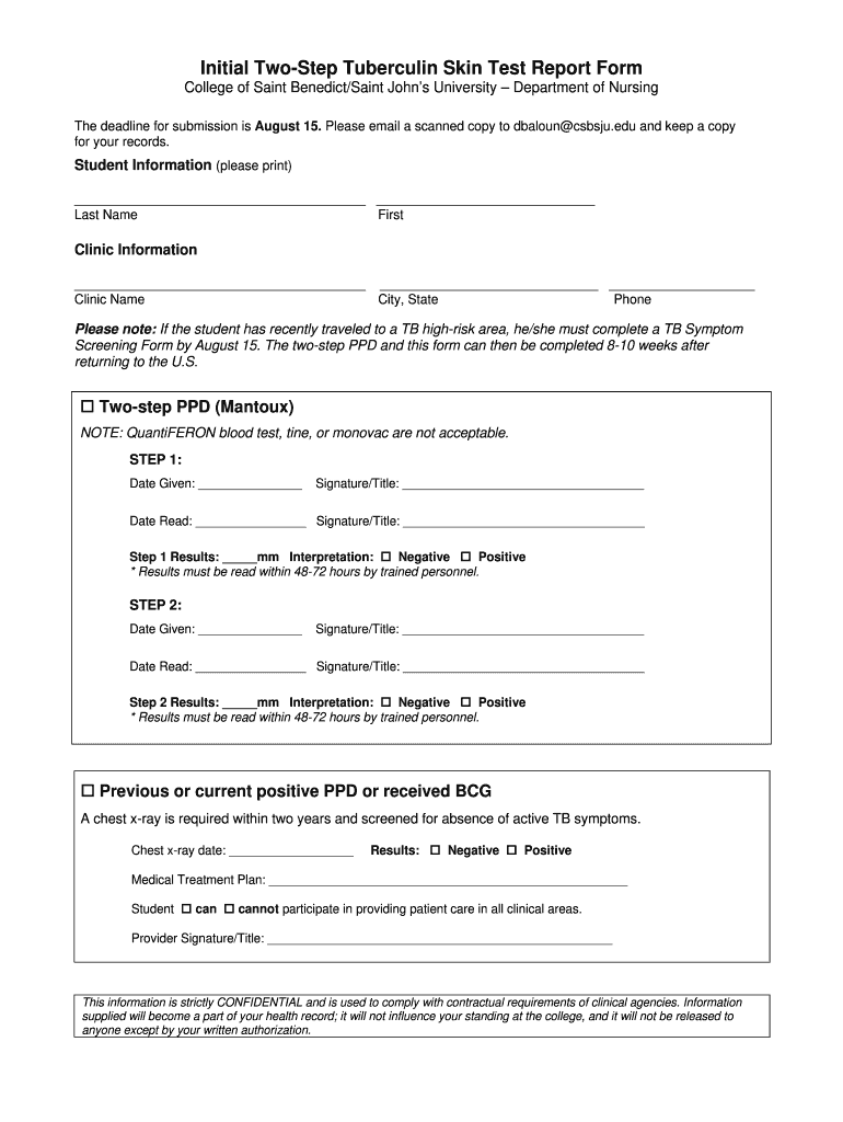 Free Printable 2 Step Tb Test Form Pdf Download Fill Out amp Sign 