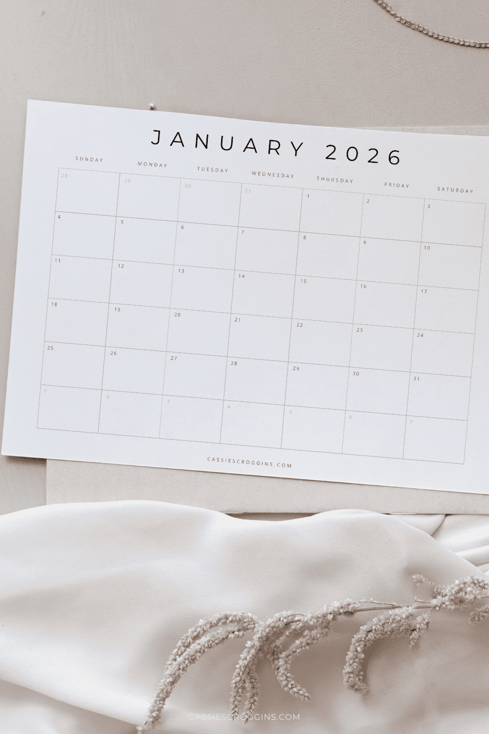 Blank Calendar Free Printable 2026