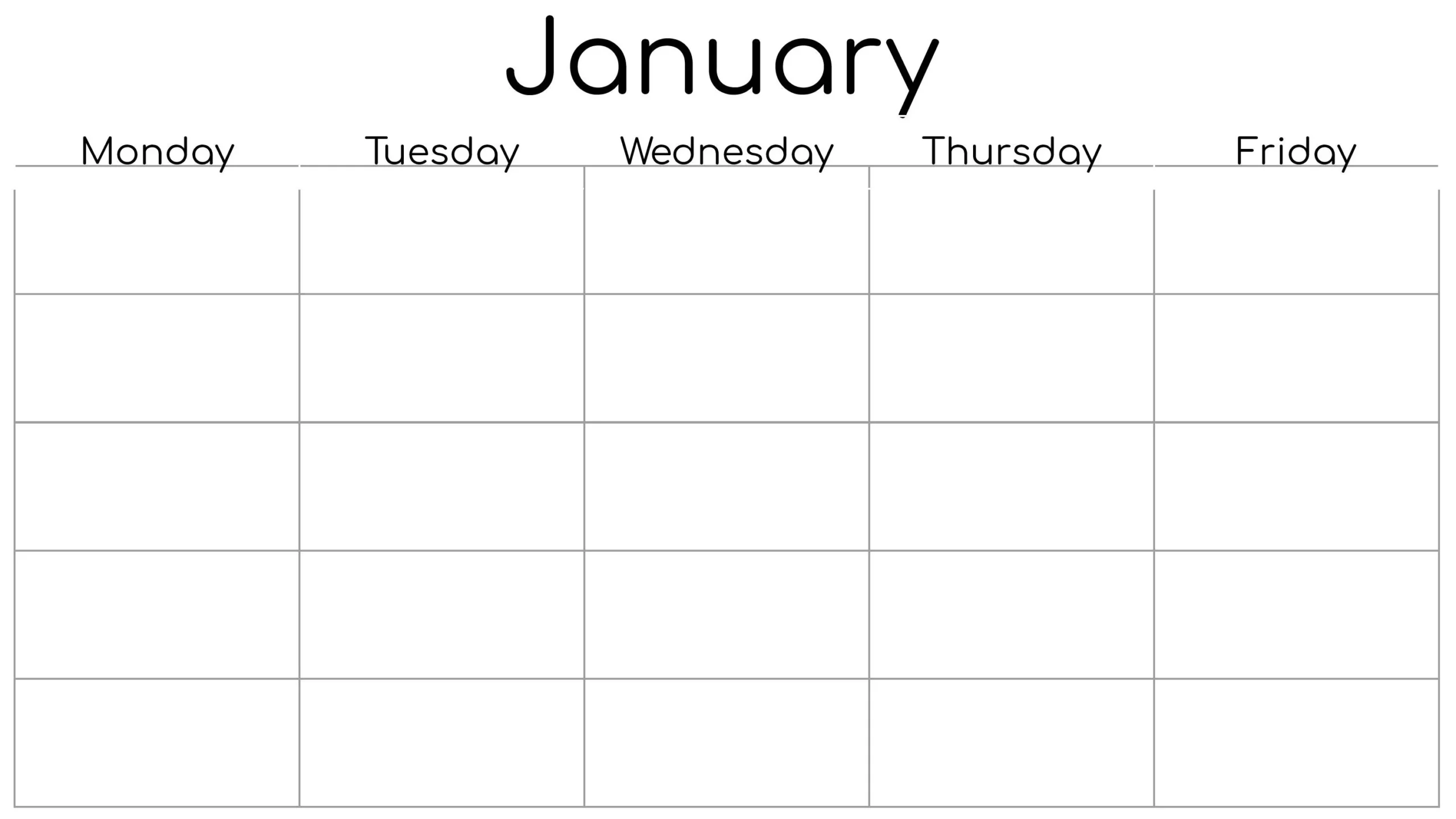 Free Printable 5 Day Calendar Printable Party Favors
