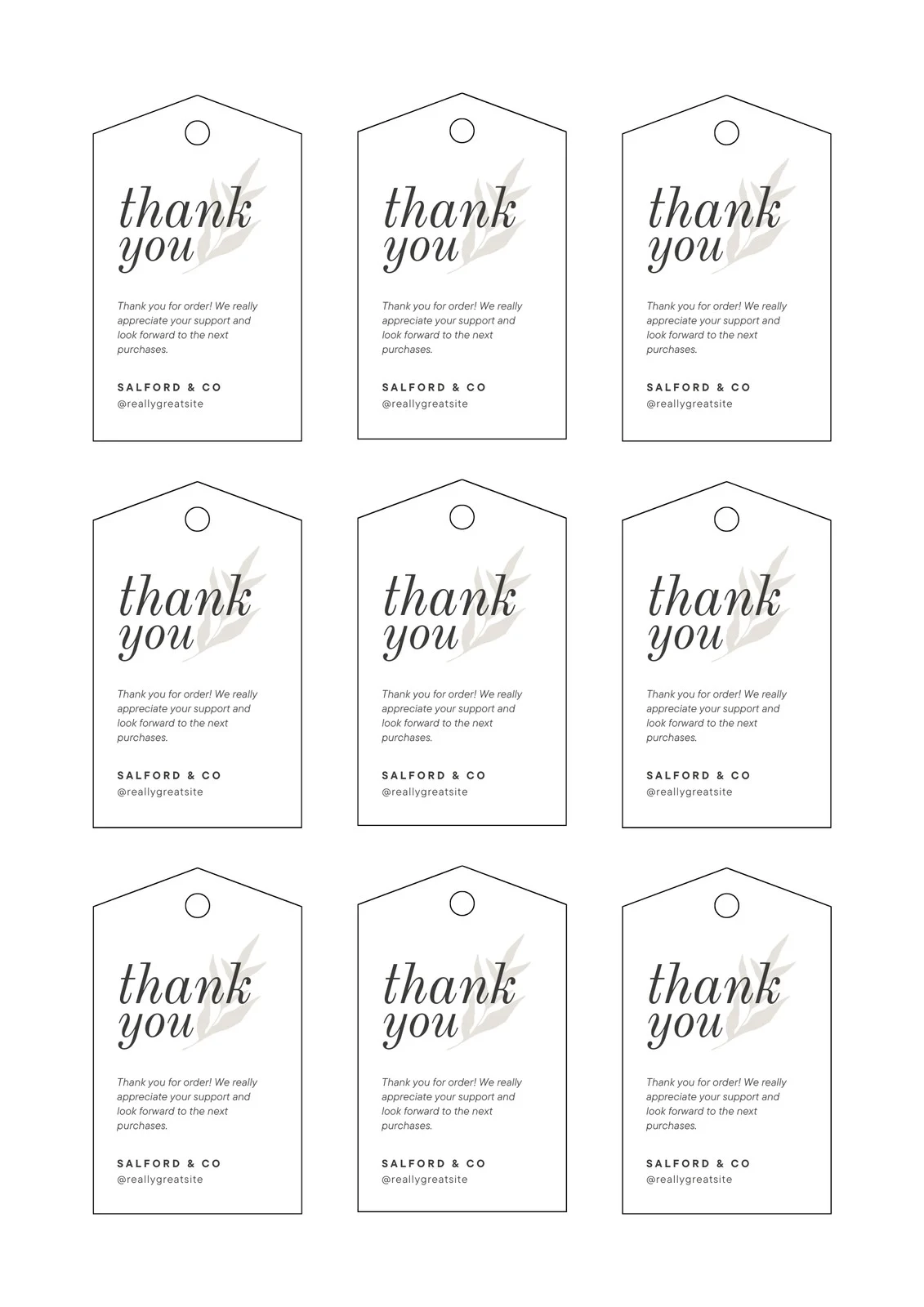 Blank Printable Tags